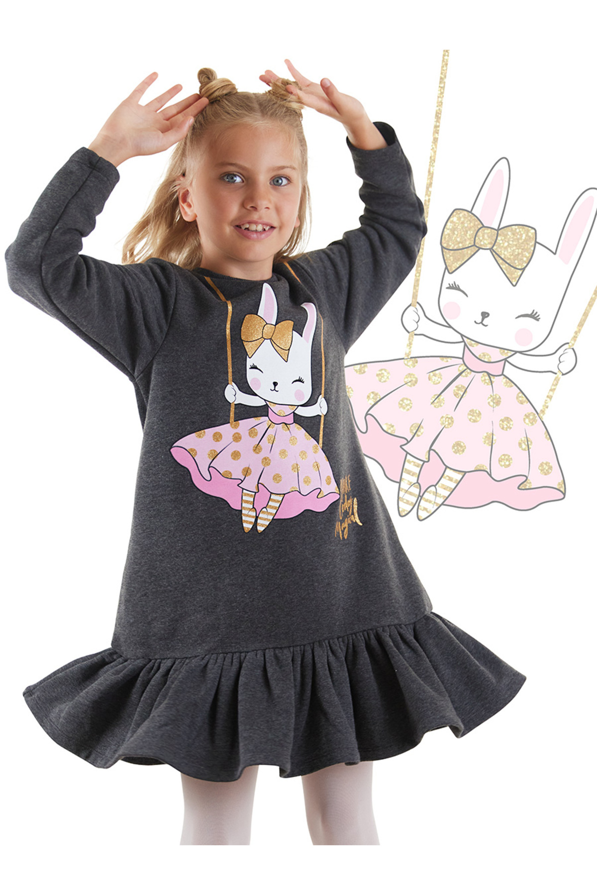 Denokids-Glitter Rabbit Dress for Girl 1
