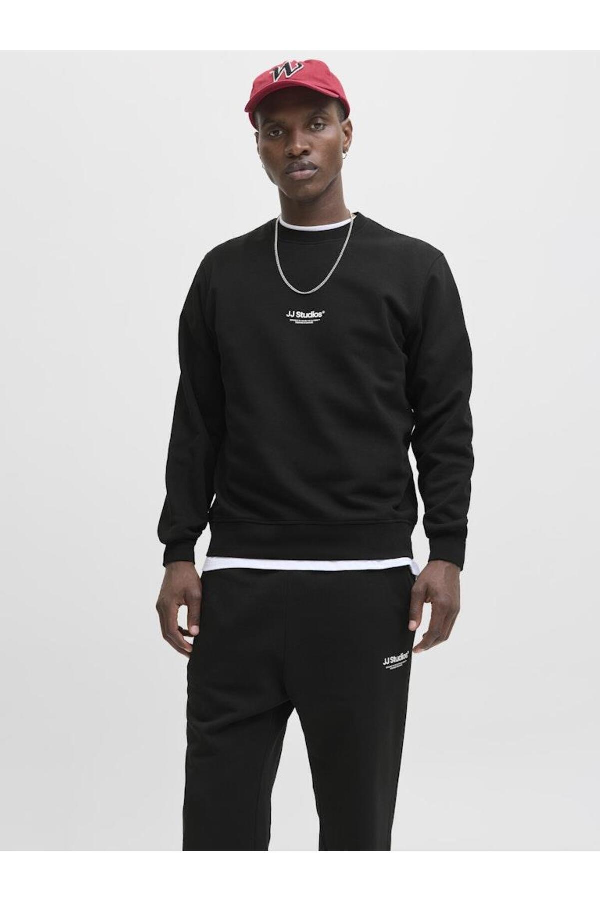 جک اند جونز 12278791 سویشرت مردانه JJESOHO SWEAT BLACK