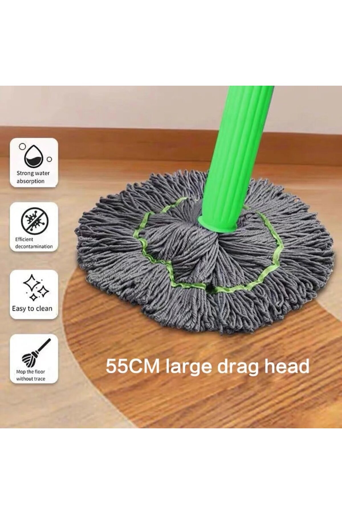 OEM-Rotary Mop 2 in 1 with Squeezing System, Microfiber Head, 360 Degrees, for Bathroom Cleaning, 7cm Wi 3