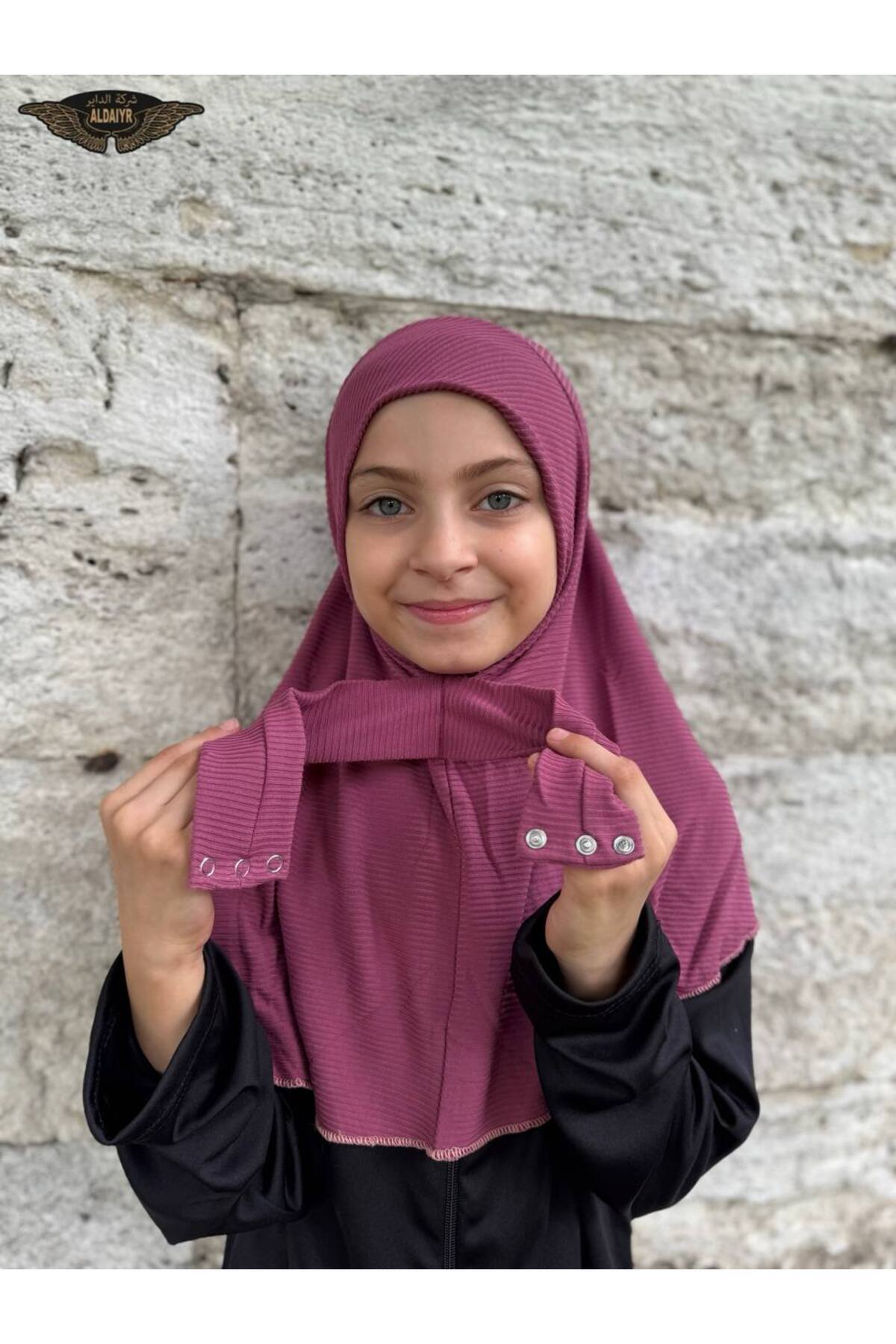 ALDAYER Çıtçıtlı hijap bone Cizgili çocuk