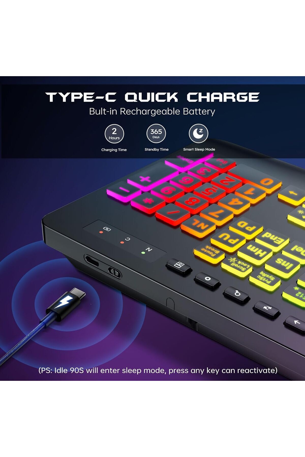 Generic-Garlo Wireless Keyboard and Mouse Combo, Membrane Silent Gaming Keyboard with Mechanical Feeling, Fu 3