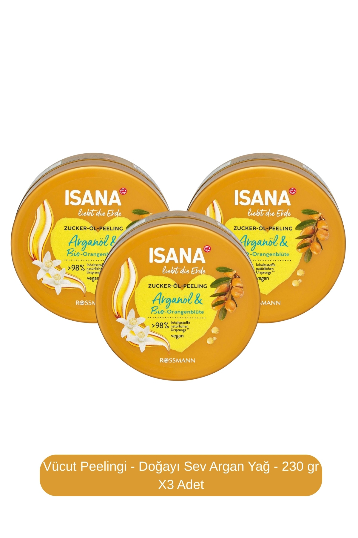 ISANA Vücut Peelingi - Doğayı Sev Argan Yağ - 230 gr X3 Adet