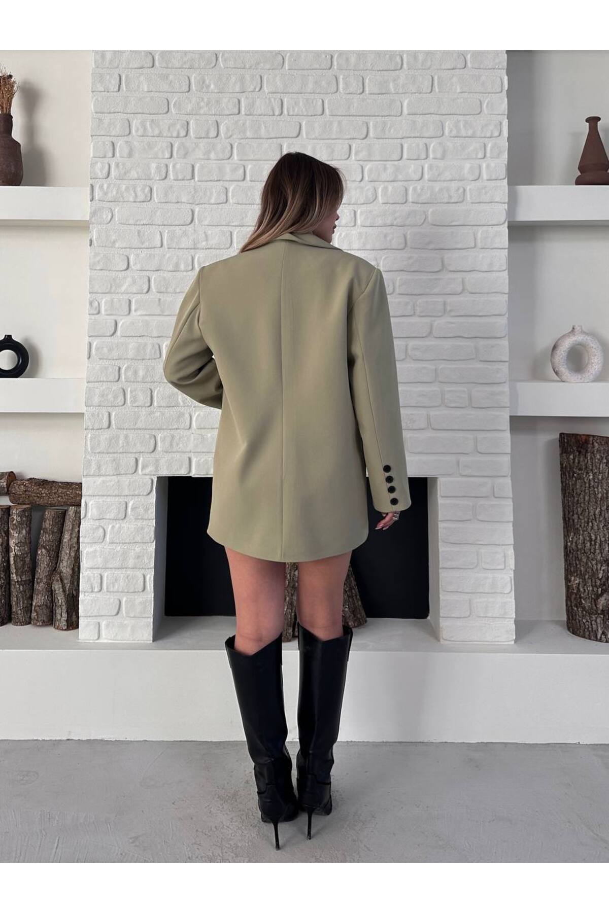 Tasarım Çift Kapaklı Blazer Ceket - Görsel 4