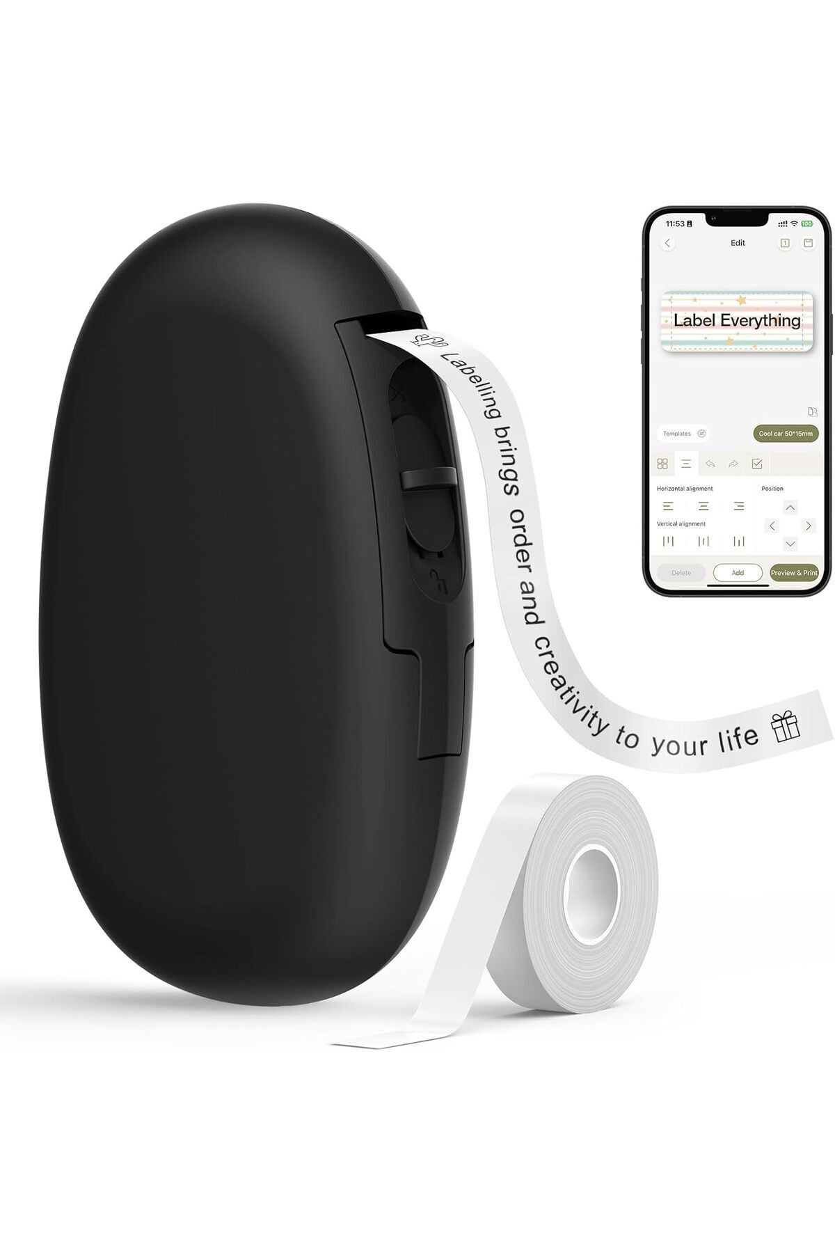 SUPVAN-E10 Bluetooth Label Maker Machine with Continuous Waterproof Label, Portable Inkless Label Pr 1
