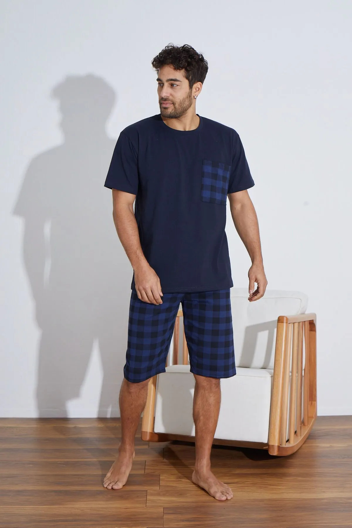 Ayans Pijama-Σετ ανδρικές πιτζάμες Capri από χτενισμένο βαμβακερό μονό ζέρσεϊ 3