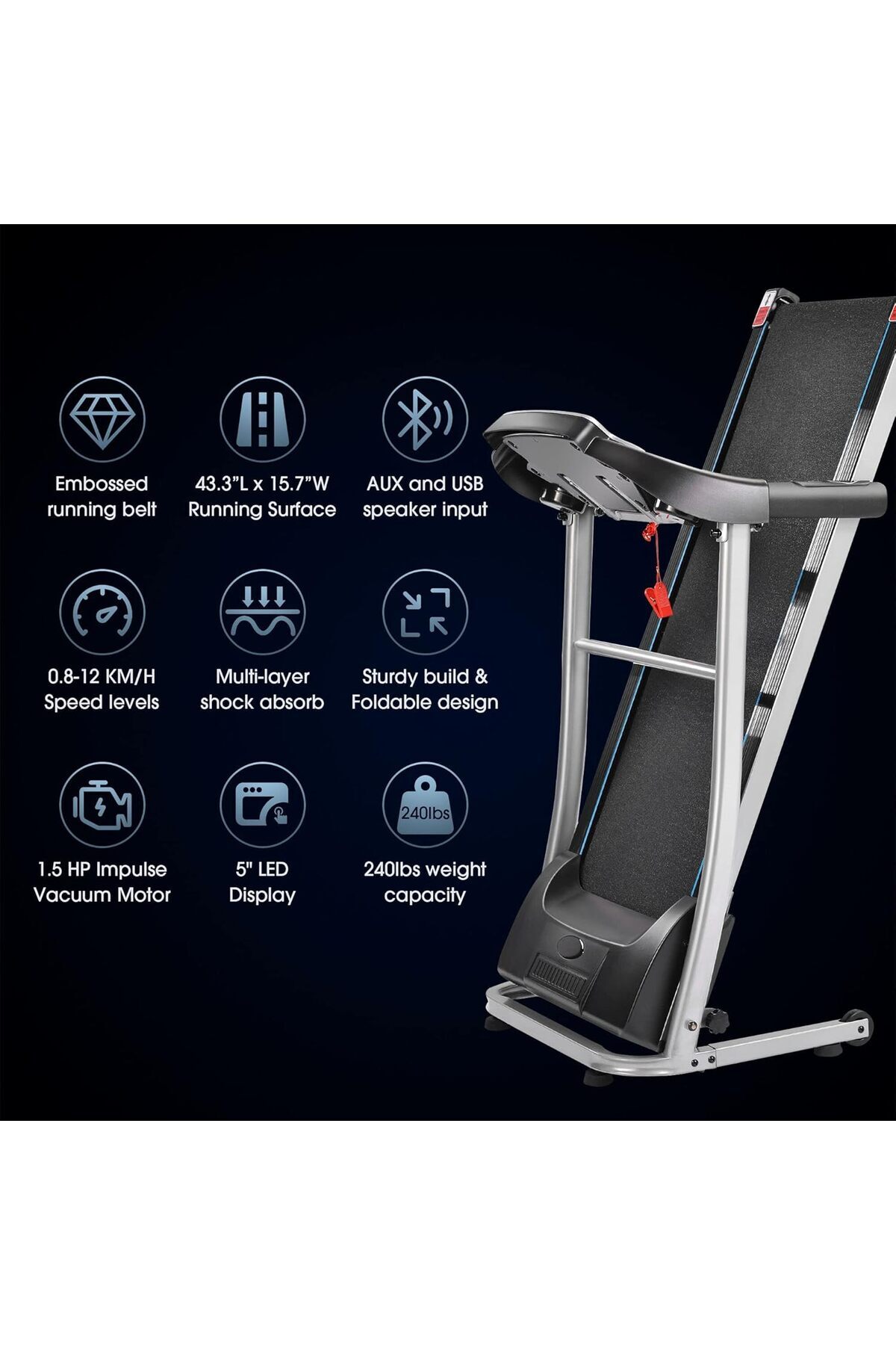 سير كهربائي منزلي قابل للطي موديل 6069A | شاشة لمس | 12 برنامج | يتحمل حتى 90 كجم - 1.5 حصان