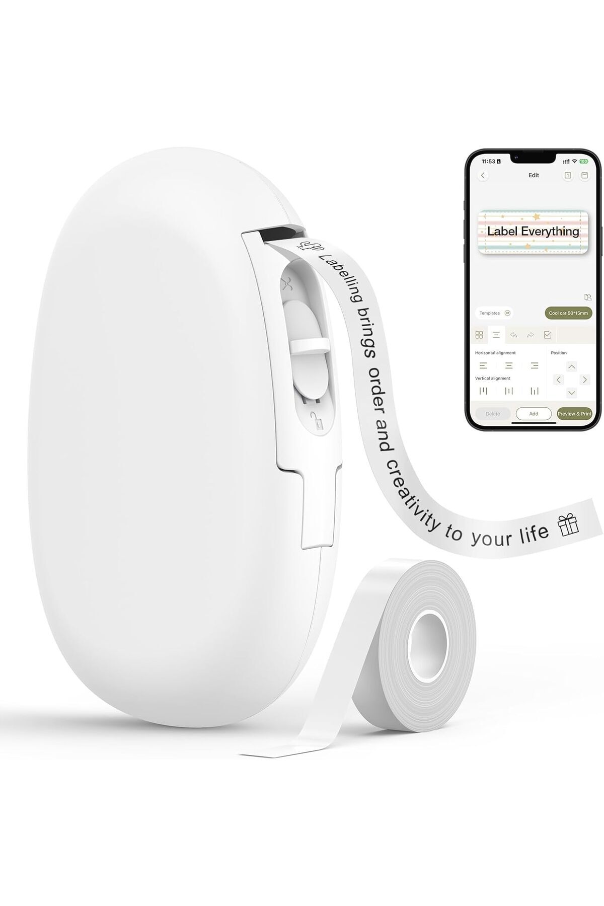 SUPVAN-E10 Bluetooth Label Maker Machine with Continuous Waterproof Label, Portable Inkless Label Pr 1