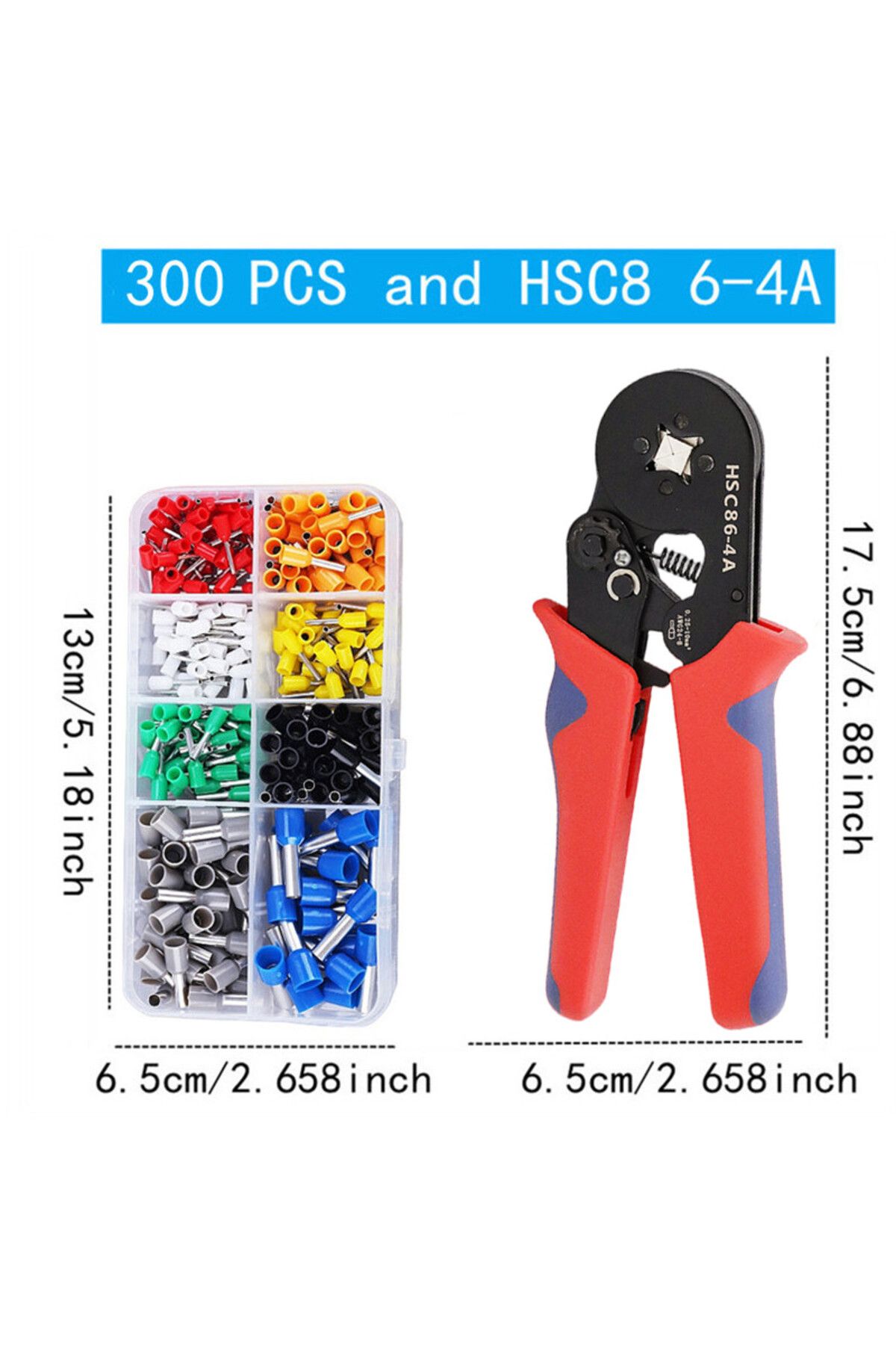 choice2-300pcs and 86-4A VE Tubular Crimping Terminal,Multiple Crimping Terminal Pliers Combination Set,Elec 1