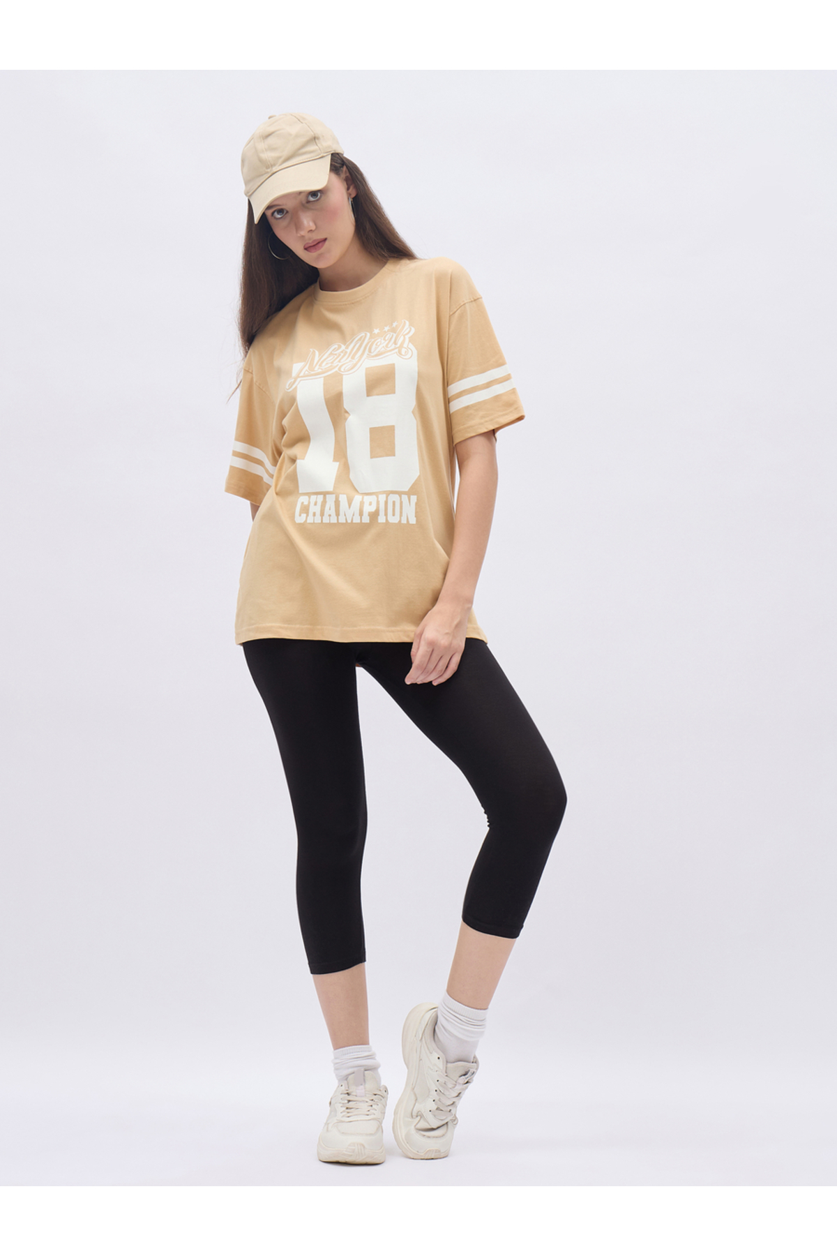 Styli Graphic Print Oversized Round Neck T-Shirt