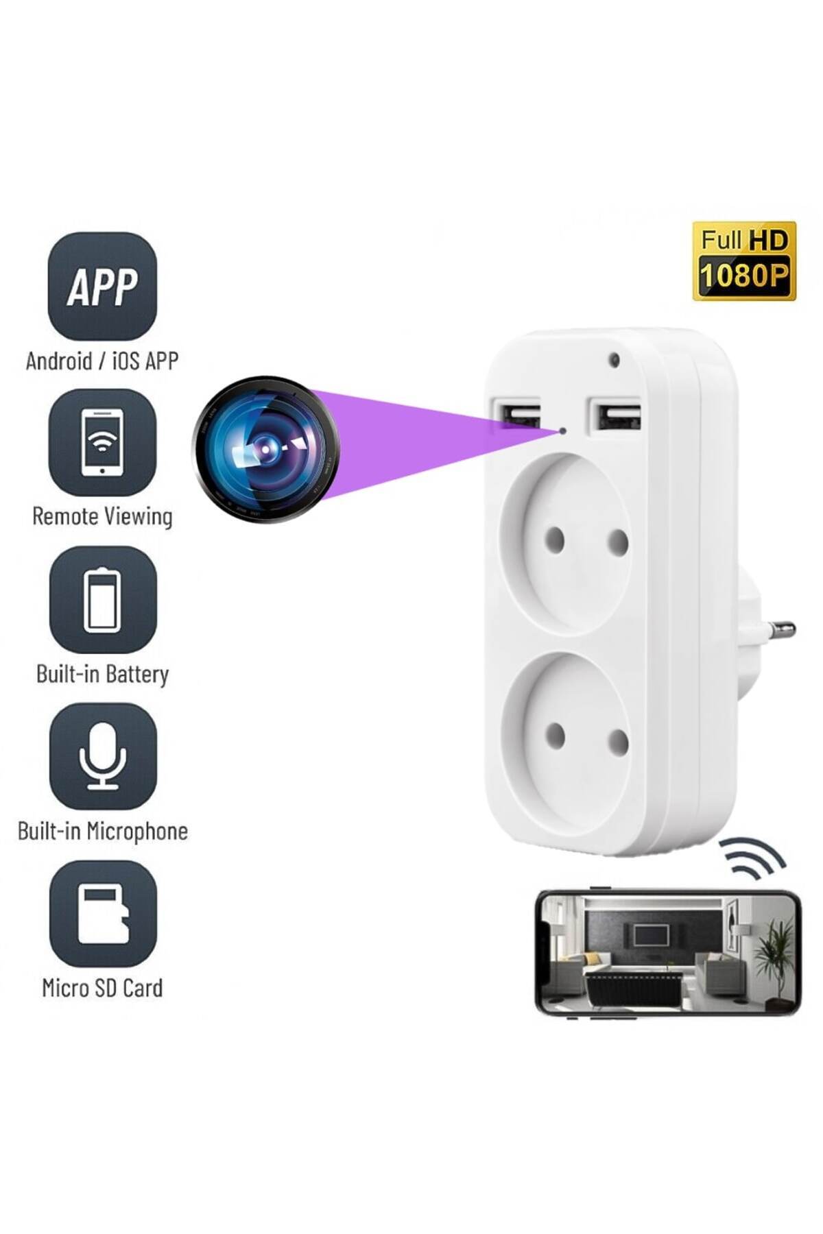 OEM-WIFI Spy Camera, TSS- PEU2W Hidden in Double Socket, 5MP Full HD, Audio-Video, with Application 1