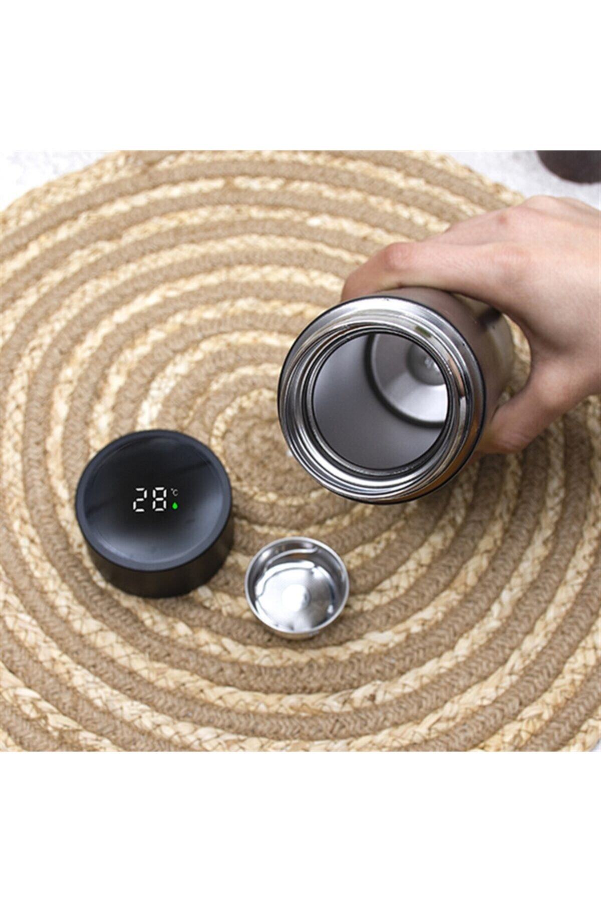 hediyerengi Isme Özel Dijital Sıcaklık Göstergeli Süzgeçli Çelik Termos 450 ml fotoğrafı 3 (önizleme)
