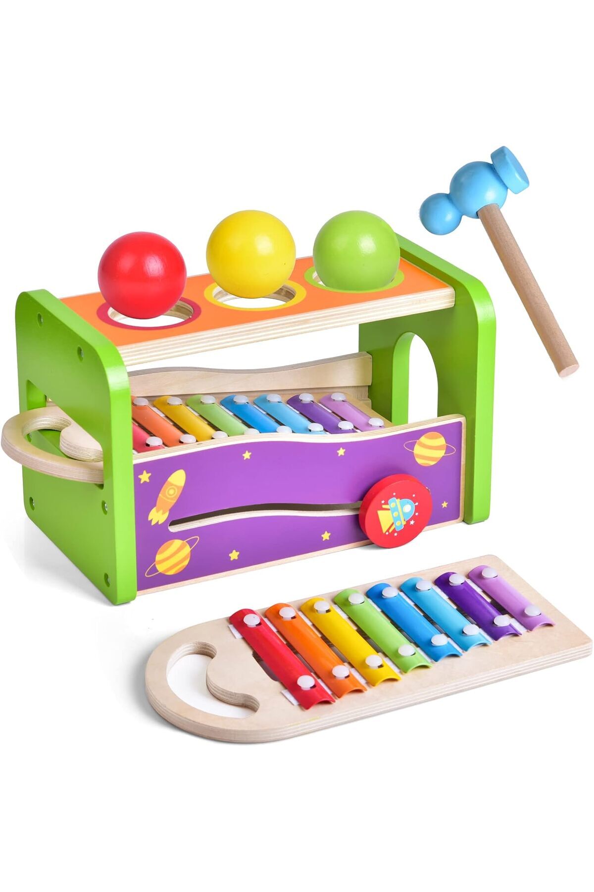 ابزارهای چکش‌کوبی و کوبیدن، اسباب‌بازی آموزشی چوبی، اسباب‌بازی آموزشی مونته‌سوری برای رشد مهارت‌های حرکتی ظریف