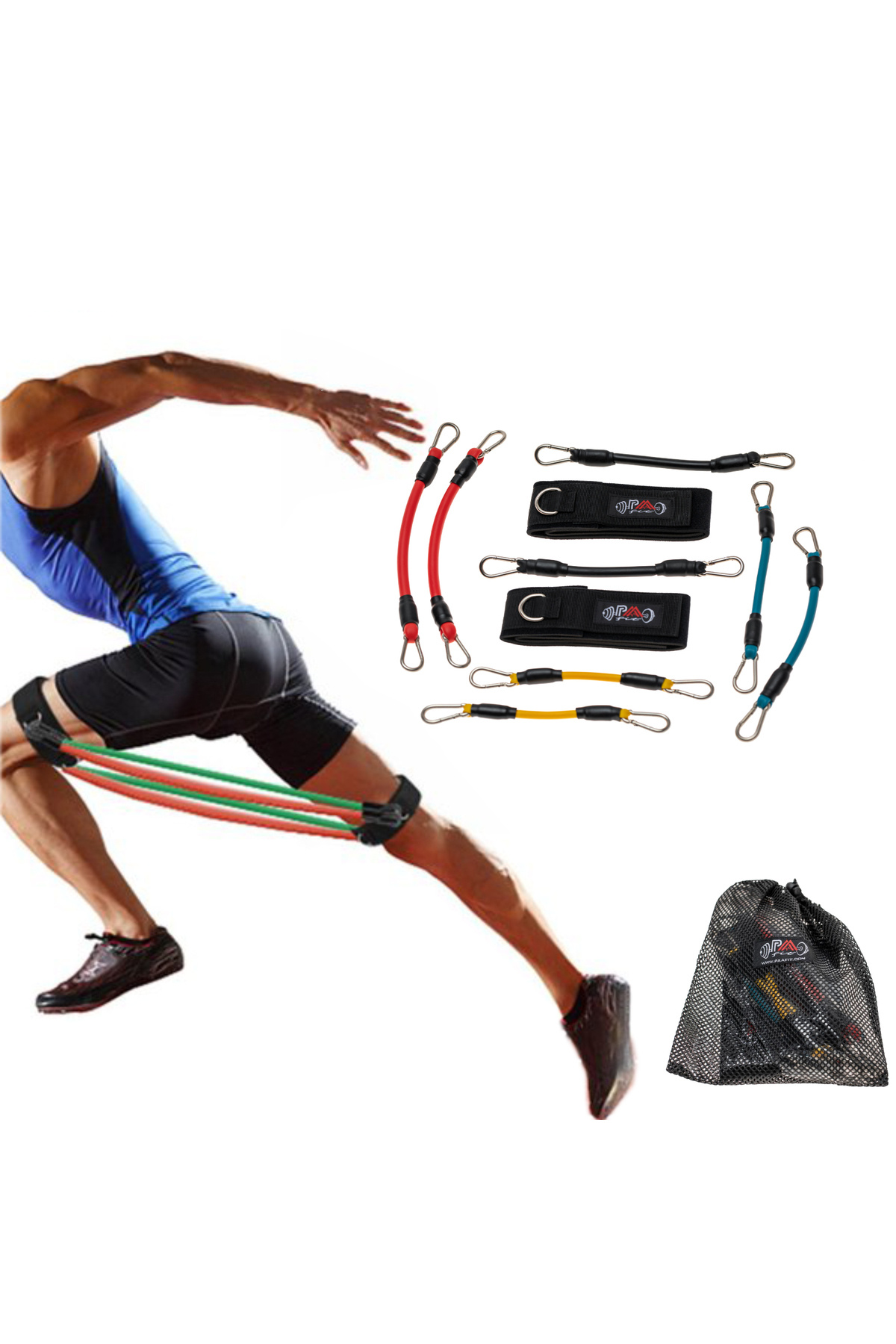 PaaFit-PaaFit elastic cord set, consisting of 4 pairs of elastic cords, 2 ankle straps 4