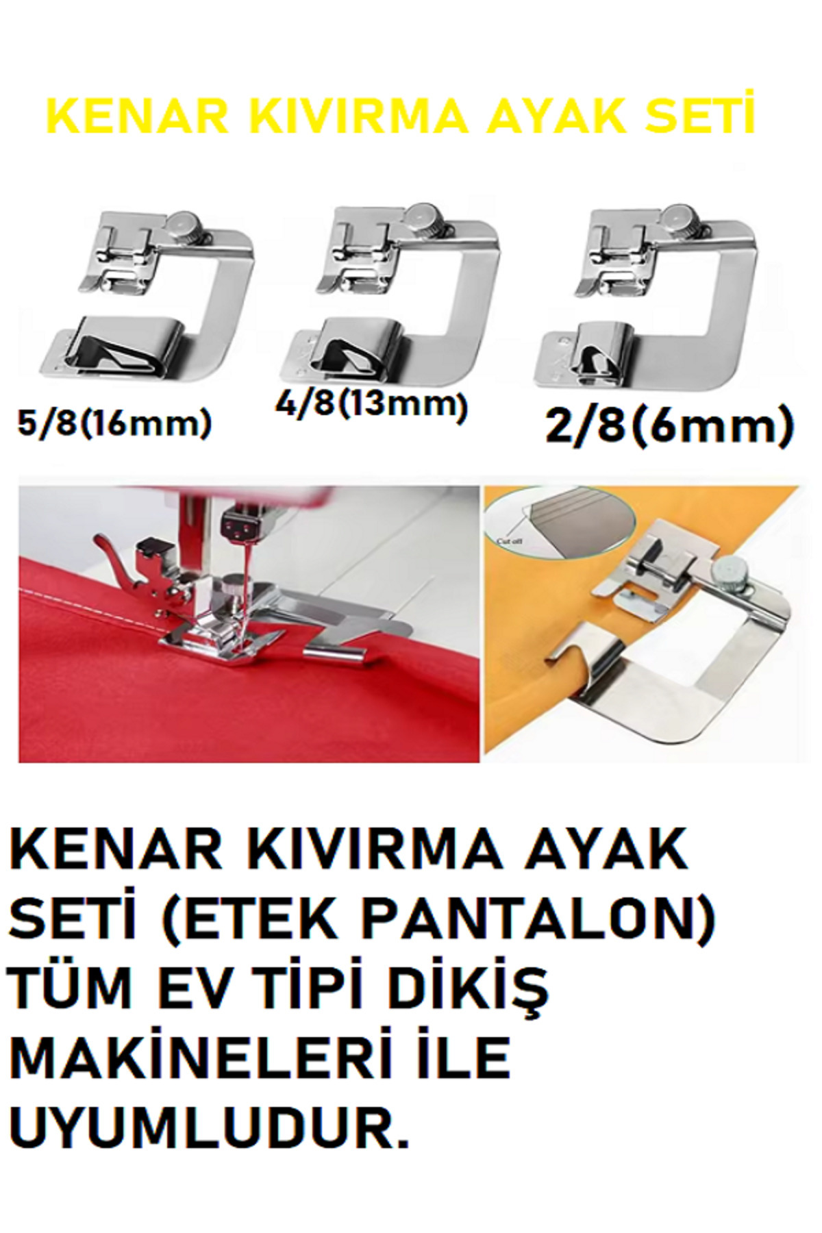 Swart Singer Zetina Janome ÖZEL Kıvırma Ayak seti (ayarlı) 2/8 (6mm)- 4/8(13mm)-5/8(16mm) 3 Adet 1tk