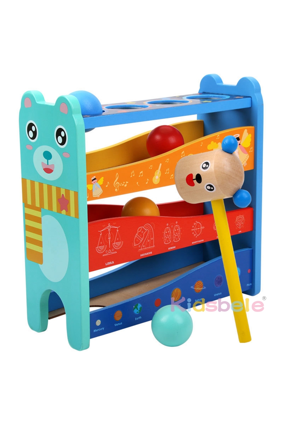 مجموعه کامل اسباب‌بازی چوبی مونته‌سوری ۴ ریل برای کودکان، تقویت مهارت‌های حرکتی ظریف، یادگیری رنگ‌ها