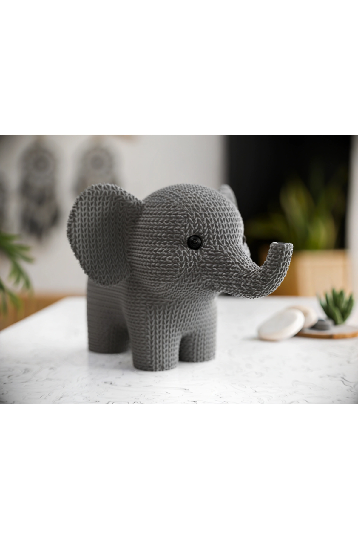 Süßer gestrickter Elefant – 10 cm handgestrickte Elefantenfigur (kein AMS)