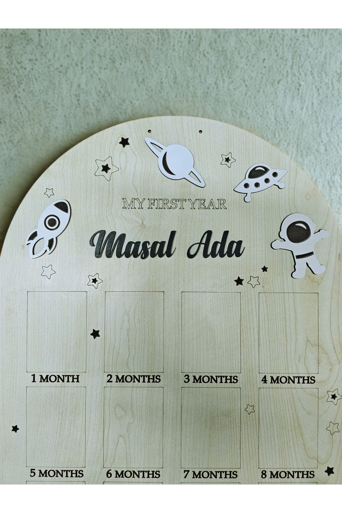 Dlyn Dalyan Kişiye Özel Ahşap Fotoğraf Panosu – Bebek Fotoğraf Panosu - Uzay Temalı İlk 12 Ay fotoğrafı 2 (önizleme)