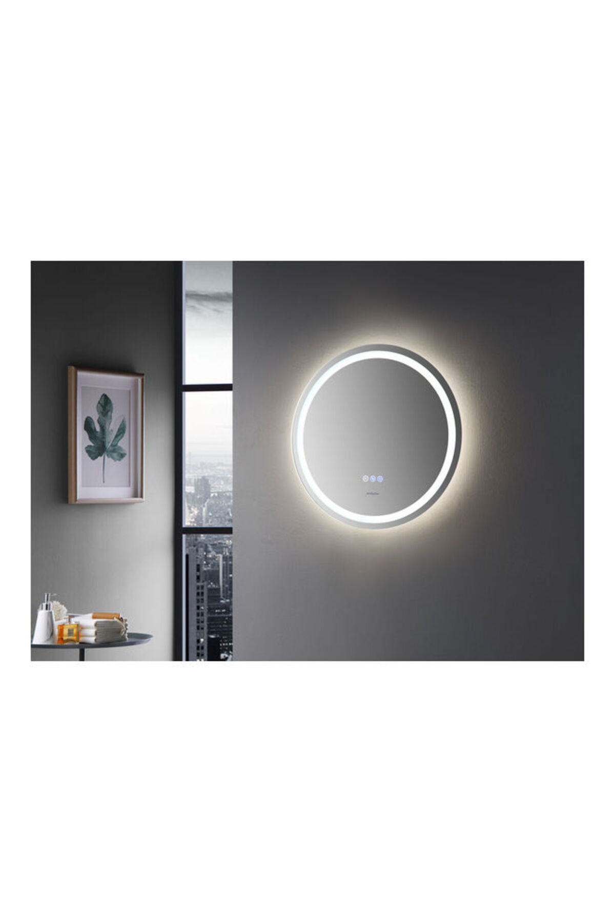 Raffine-Bathroom LED Mirror With Temperature Switch Key And Light Transparent 2