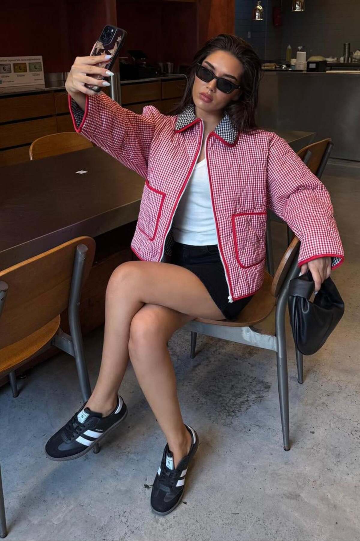 Madmext  Kırmızı Pötikareli Cepli Kadın Mont Mg2488 - Görsel 2