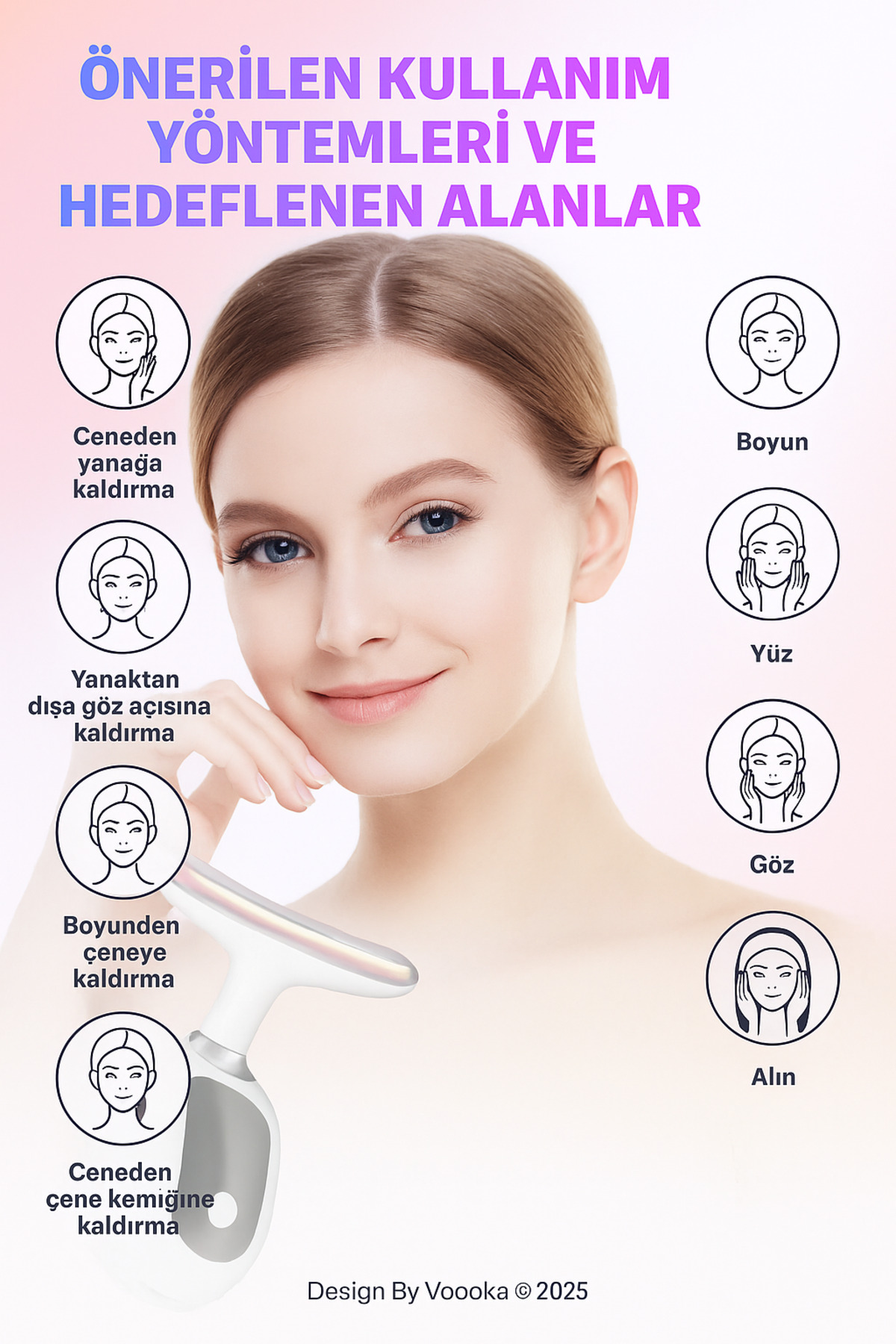 Boyun ve Yüz Masaj Aleti – , Cilt Sıkılaştırıcı, LED Işıklı, Taşınabilir Şarjlı — خاکستری MD-AHB02 — تصویر 6 از 7