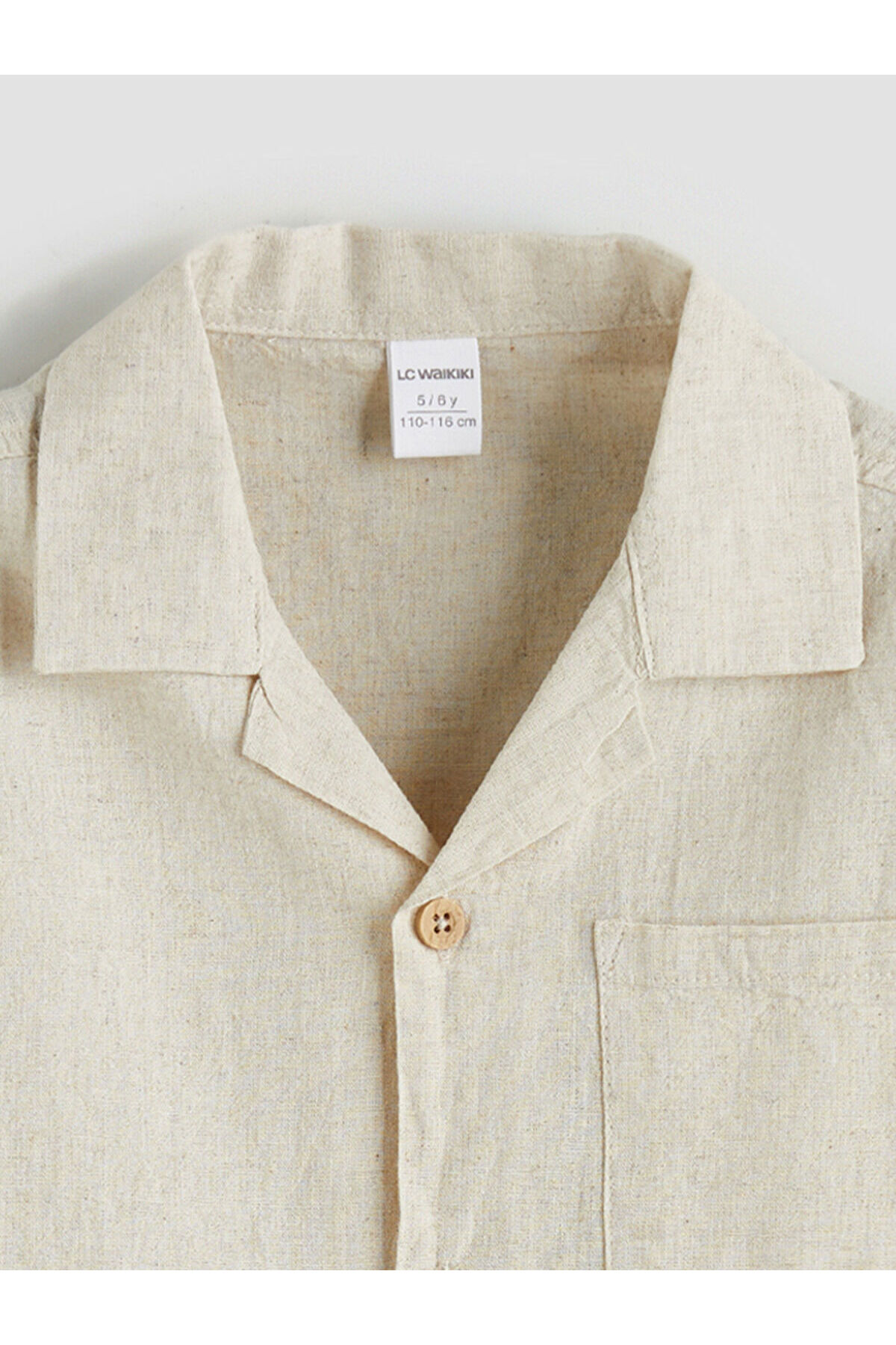 LC Waikiki LCW Kids Ekru Resort Yaka Basic Erkek Çocuk Gömlek fotoğrafı 3 (önizleme)