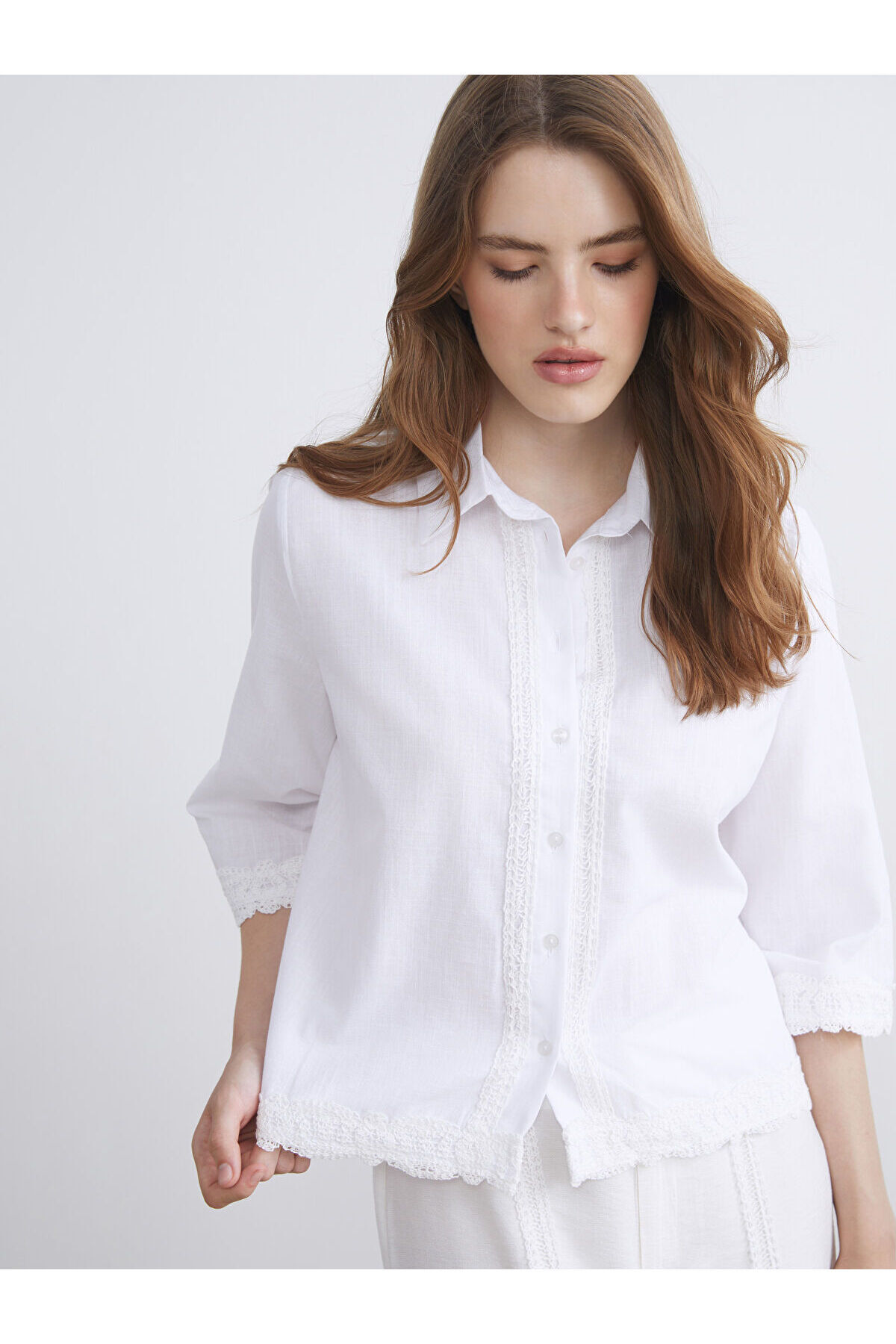 LC Waikiki Lcw Vision Ecru Lace Detailed Women's Shirt