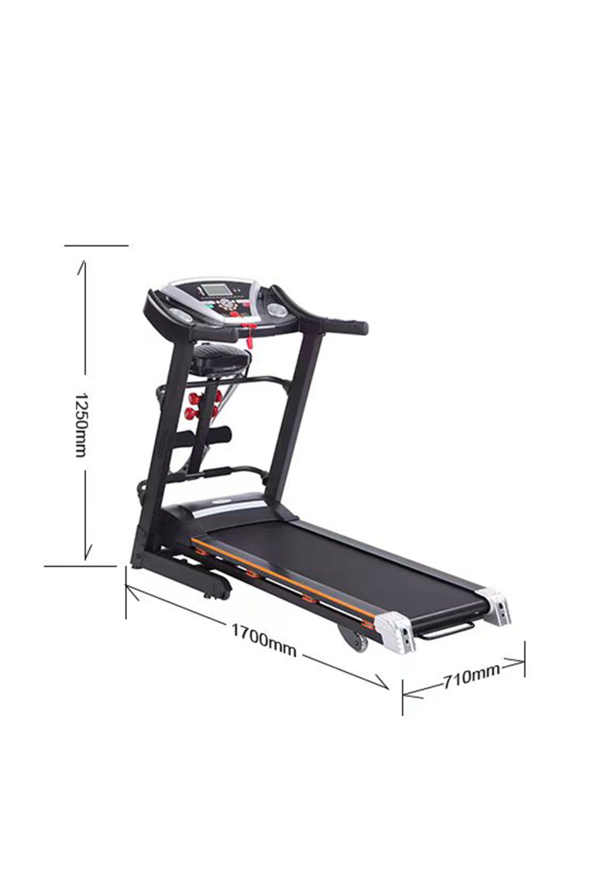 سير كهربائي 2 حصان مع مساج ودمبل شاشة رقمية سرعة 14.8كم وزن 120كج امتصاص صدمات 6028dk