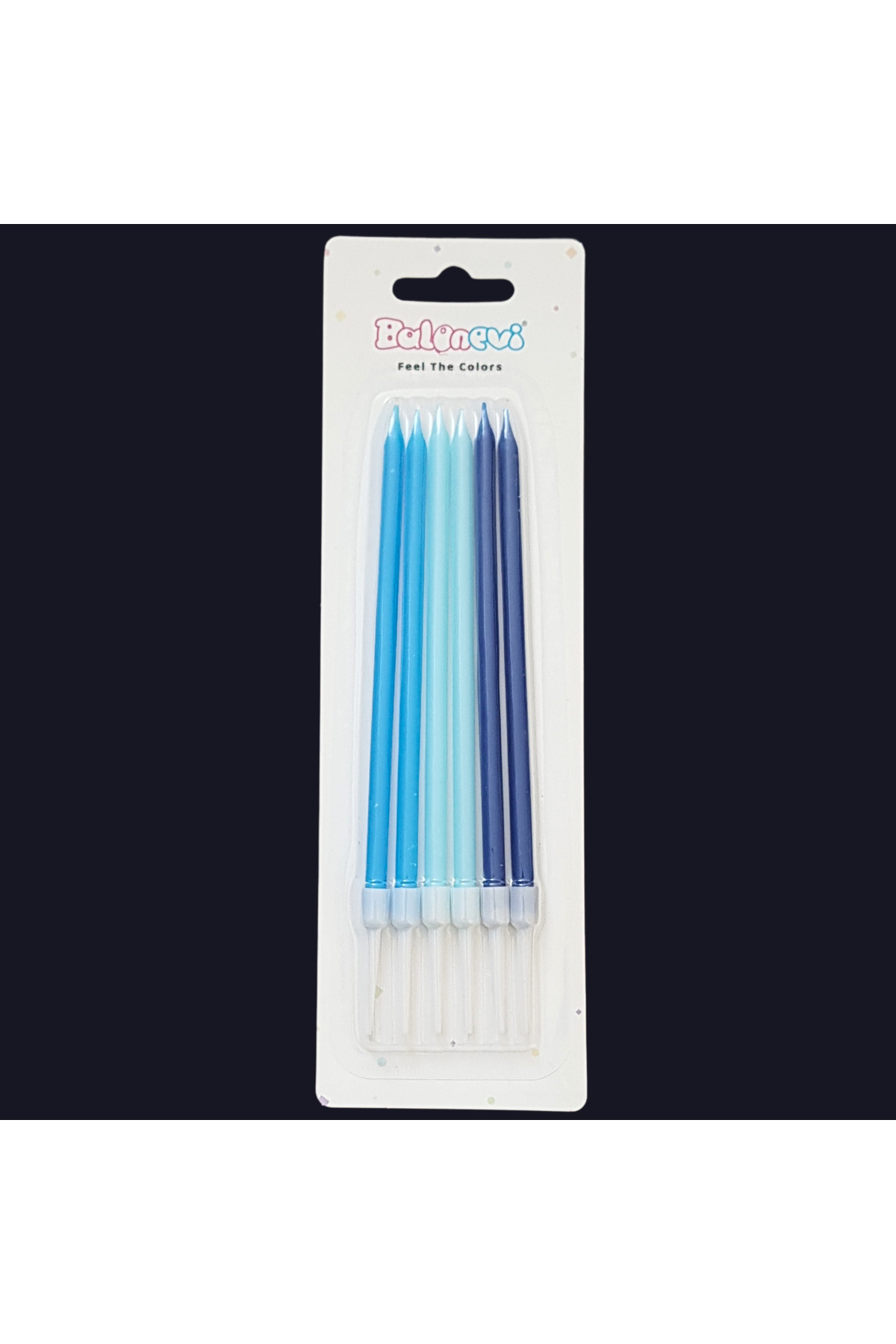 BatıDoğu Mavi Düşler Karışık İnce Uzun Pasta Mum 13 cm * 6 Adet