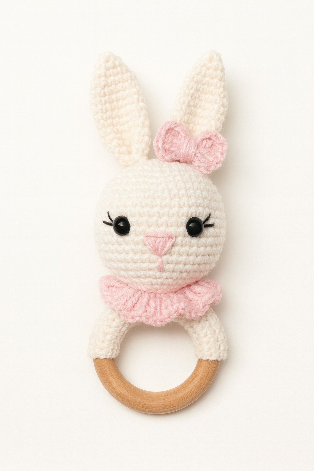Naturel Bebek Pamuklu Amigurumi Çıngıraklı Tavşan Model Bebek Diş Kaşıyıcı fotoğrafı 3 (önizleme)
