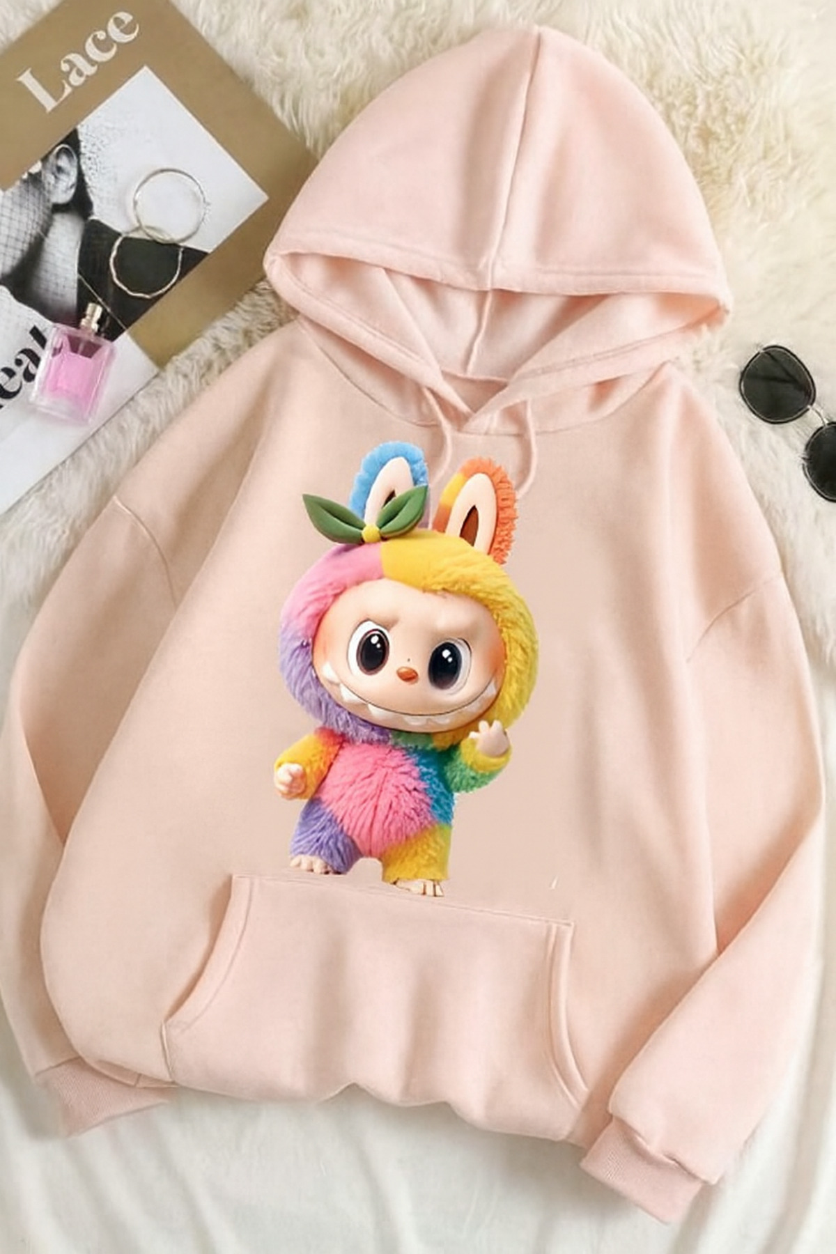 CLASSY.MODA-Oversize Unisex 3 Thread Printed Sweatshirt – Lapopo Rabbit Pattern 🐰 1