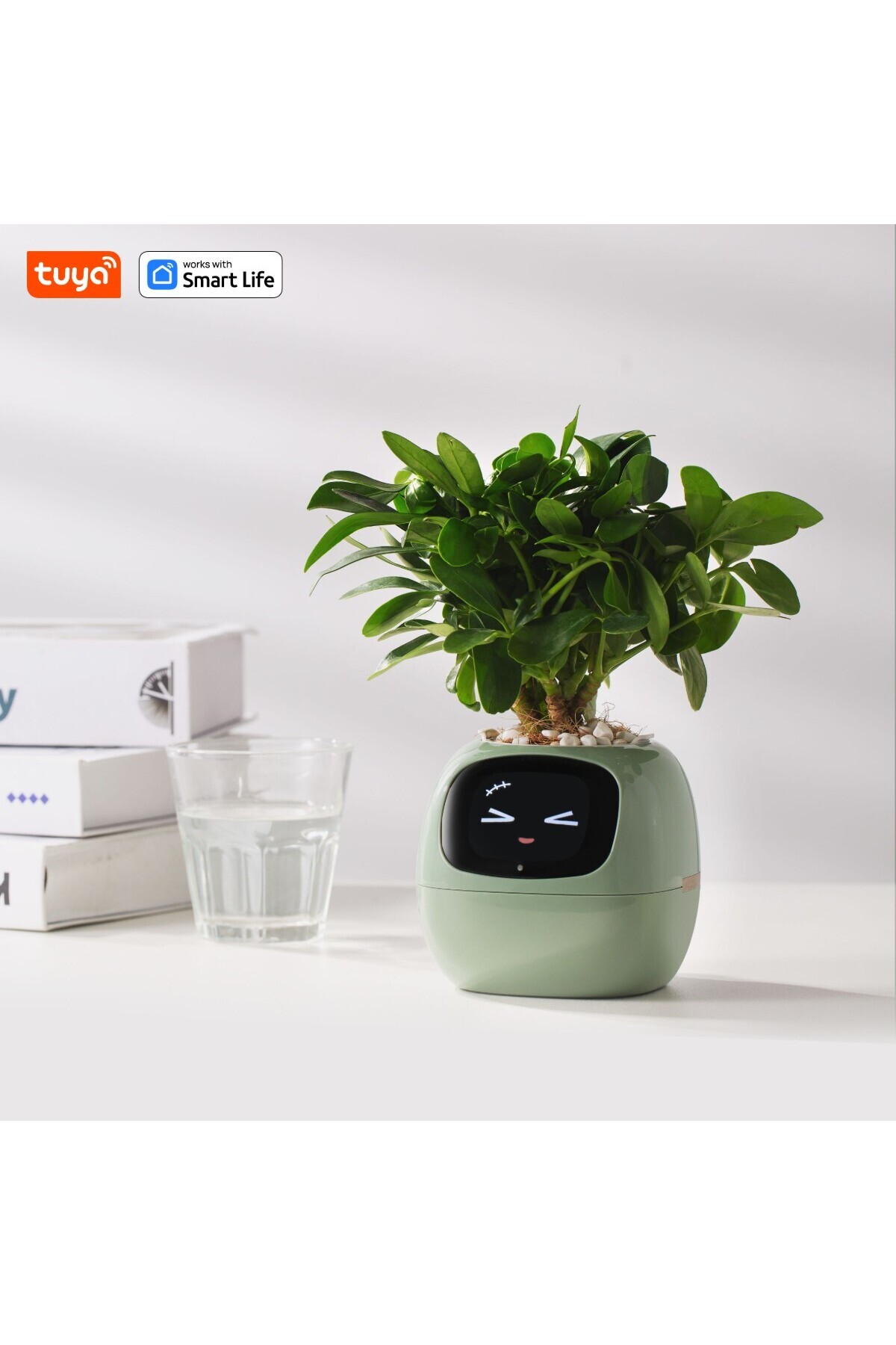 Choice5-LightGreen Tuya Ivy Smart Planter,Endless Fun Over 49 Rich Expressions,7 smart sensors,AI Chips Make 1