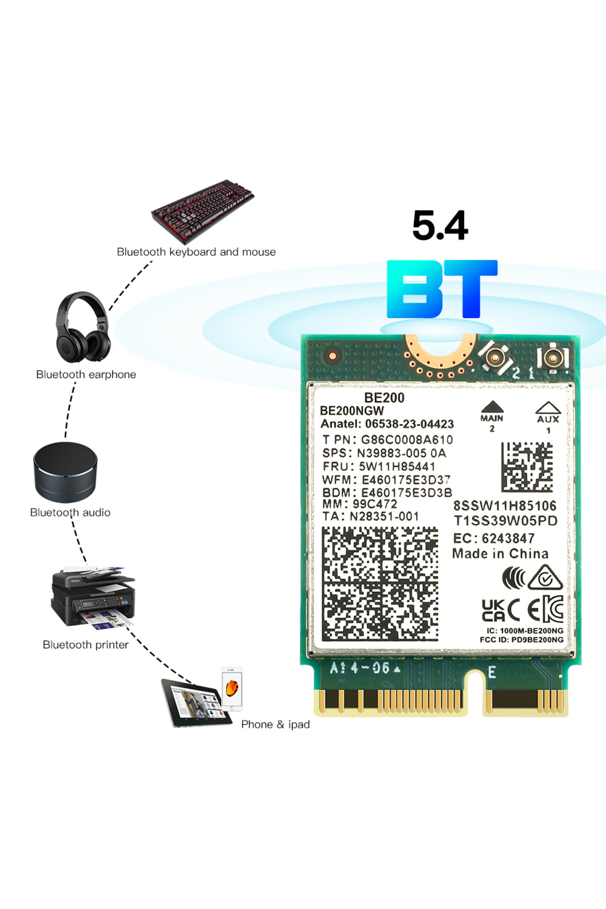 Choice-WiFi 7 Intel BE200 Wi-Fi 7 BE200 Bluetooth 5.4 Wifi Card 2.4/ 5/ 6 GHz 5.8 Gbps For Windows 11 PC La 5