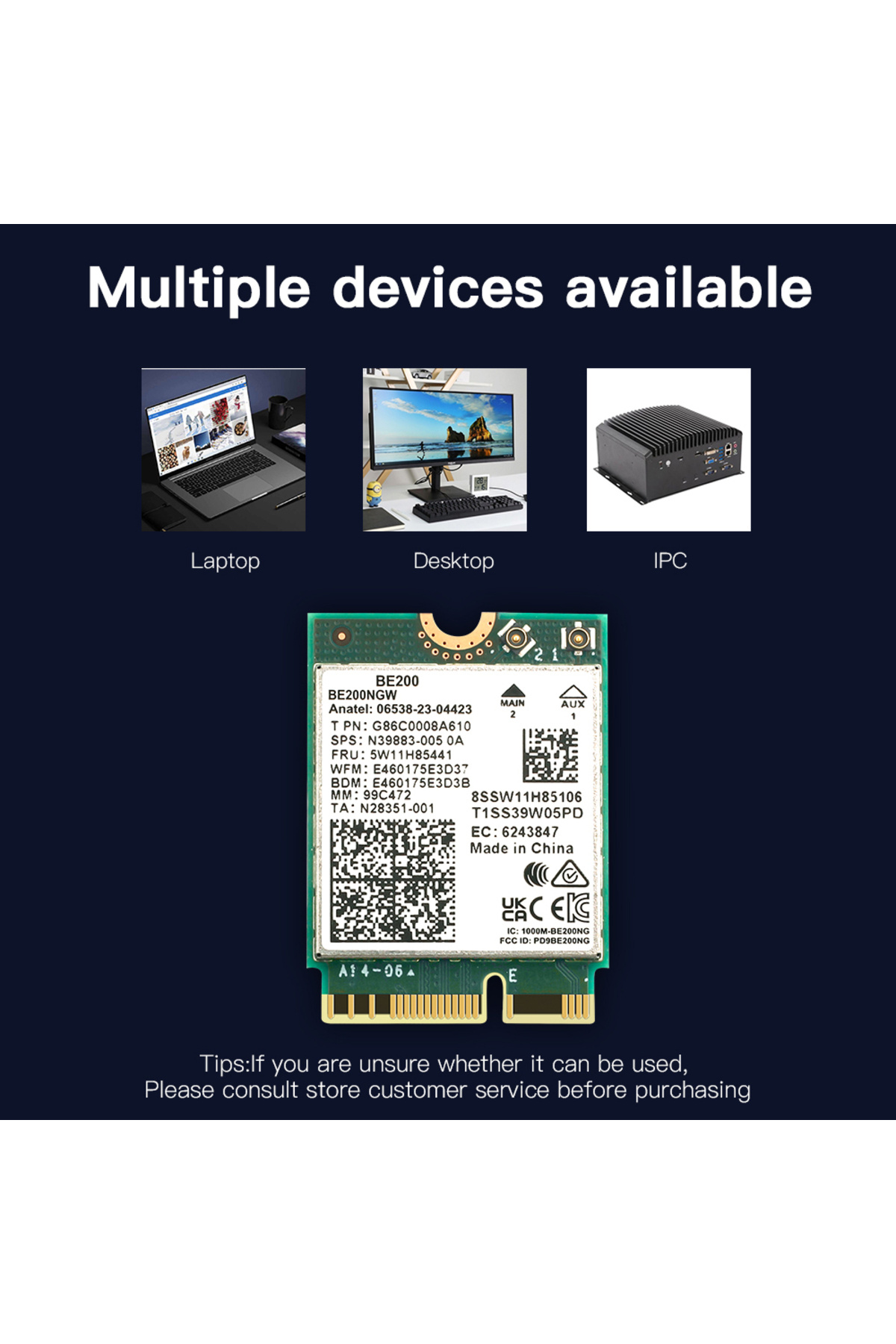 Choice-WiFi 7 Intel BE200 Wi-Fi 7 BE200 Bluetooth 5.4 Wifi Card 2.4/ 5/ 6 GHz 5.8 Gbps For Windows 11 PC La 6