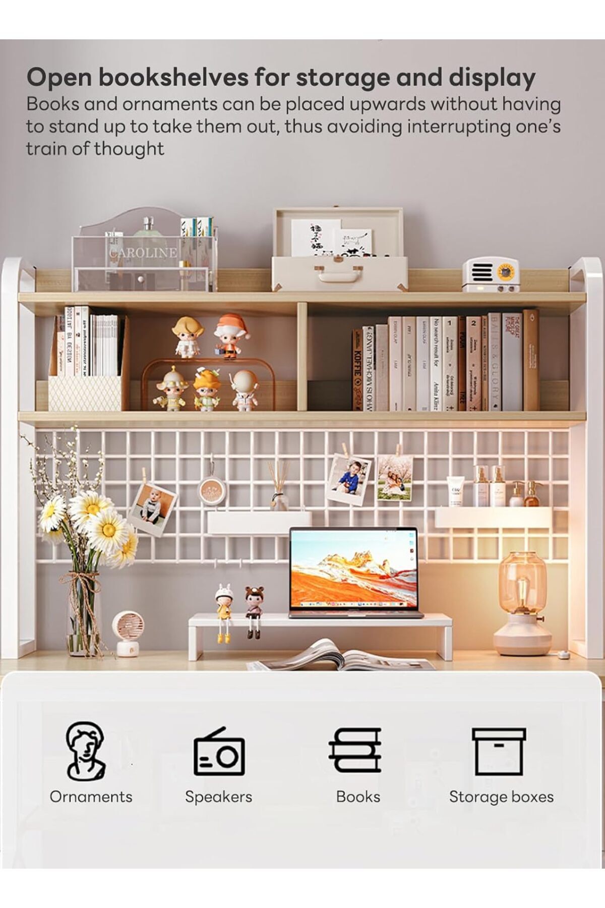sharpdo-Simple Desktop Computer Table, Desk And Bookshelf, Suitable for Study/Office/Storage 7