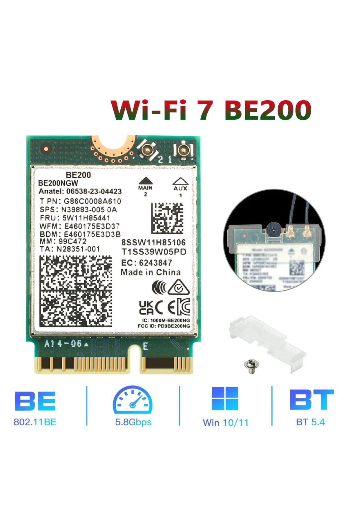 Choice-WiFi 7 Intel BE200 Wi-Fi 7 BE200 Bluetooth 5.4 Wifi Card 2.4/ 5/ 6 GHz 5.8 Gbps For Windows 11 PC La 7