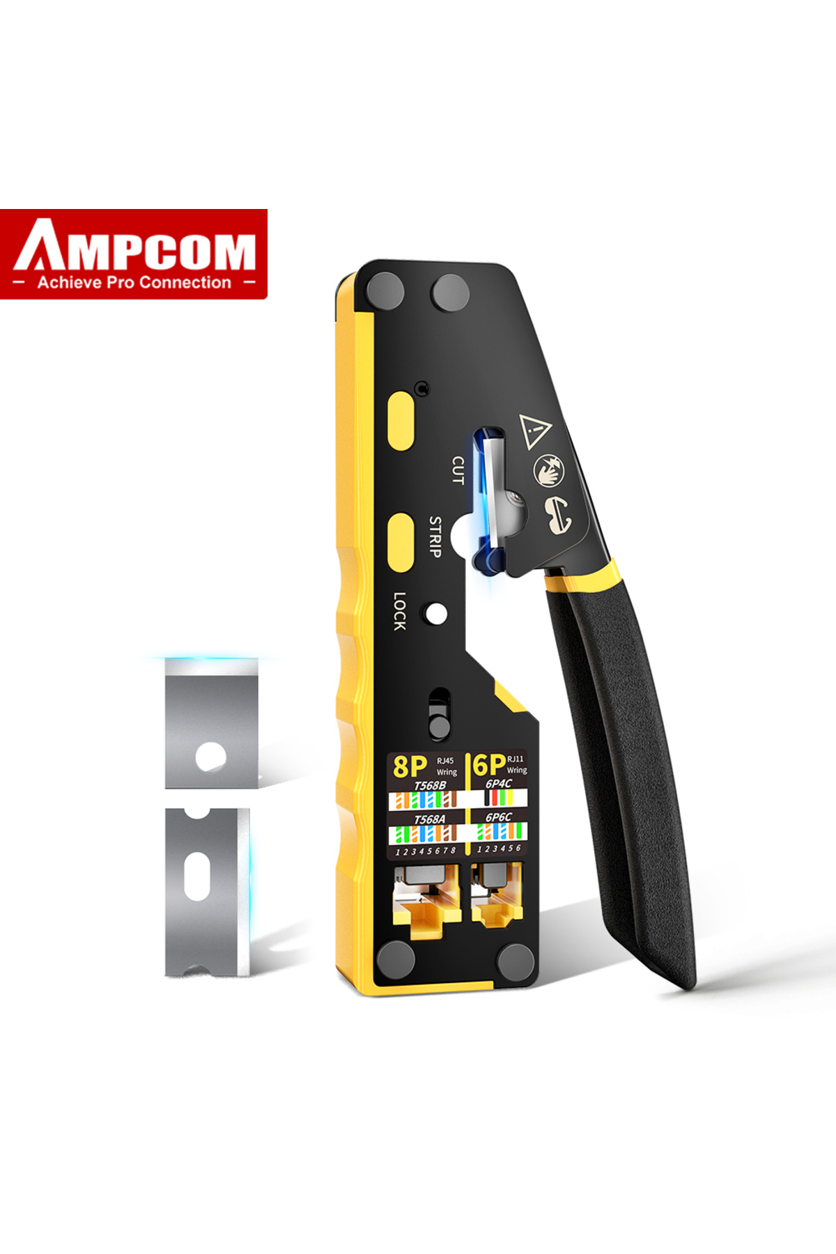 Choice-1 PC AMPCOM RJ45 Network Crimper Pass Through Multifunction Ethernet Crimping Pliers Crimp/Cut/Strip 1
