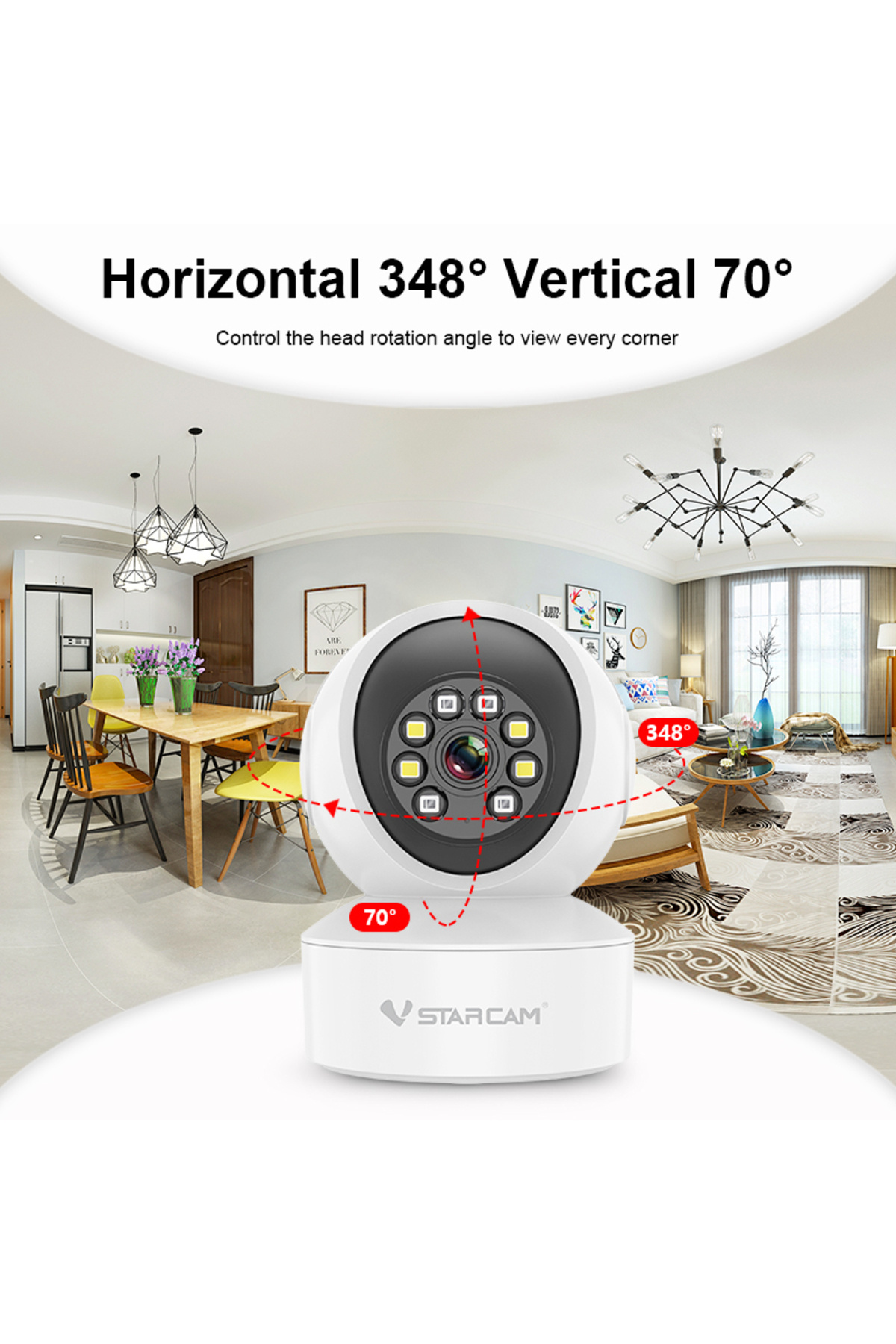 Vstarcam-US Plug 1 PCS 3MP Add 64GB Security Indoor Camera 3MP 2K Resolution Security Camera with 36 3