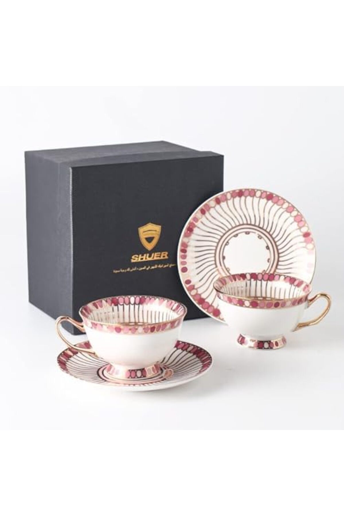 sharpdo-Two Coffee Cups and Saucers with Golden Threads (Golden Handle) 220ml (5 Colors Available), by Sharb 2