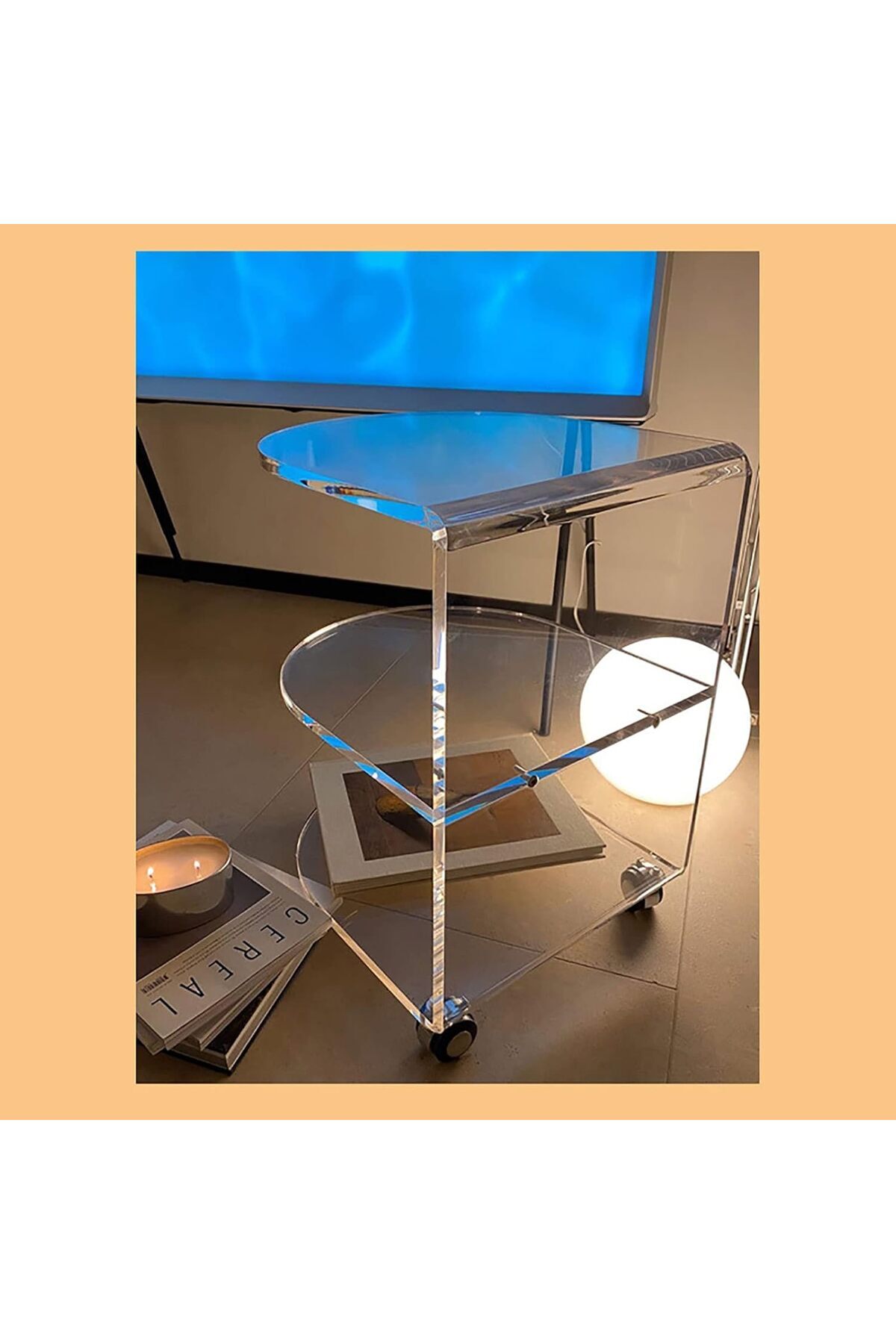Slasa-Transparent Acrylic Shelf with Multi-Layers, Side Table for Sofa Storage and Home Tea Cart 7