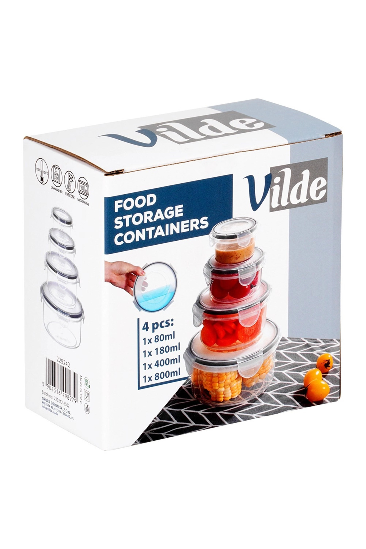 Vilde-Set caserole cu capac fara BPA 800 ml, 400 ml, 180 ml și 80 ml 5