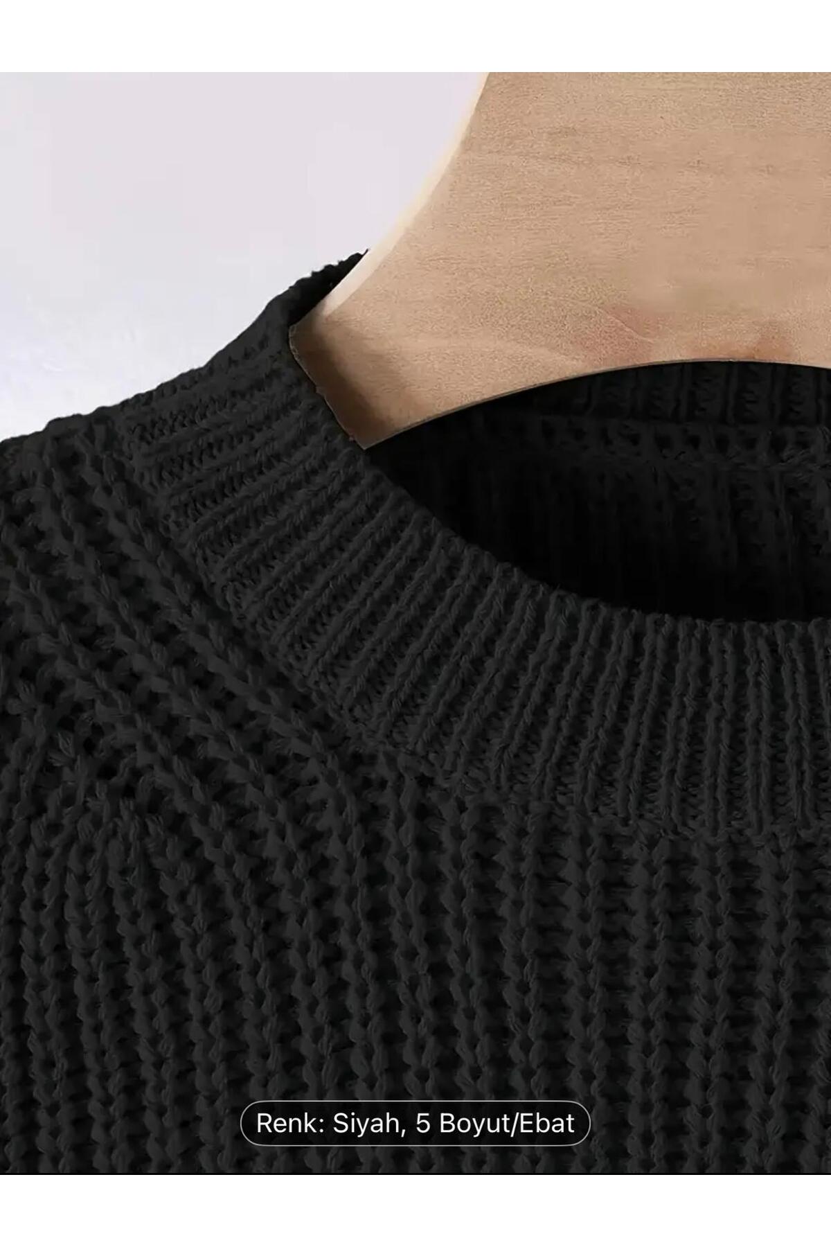 NZL TEKSTİL  DGN'S SELANİK KALIN ÖRGÜLÜ BİSİKLET YAKA BALON KOL GÖRÜNÜMLÜ KADIN TRİKO KAZAK - Görsel 3