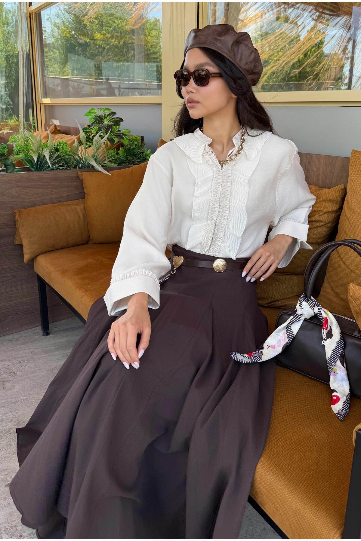 HEQA-Pleated Detailed Blouse Bone 3