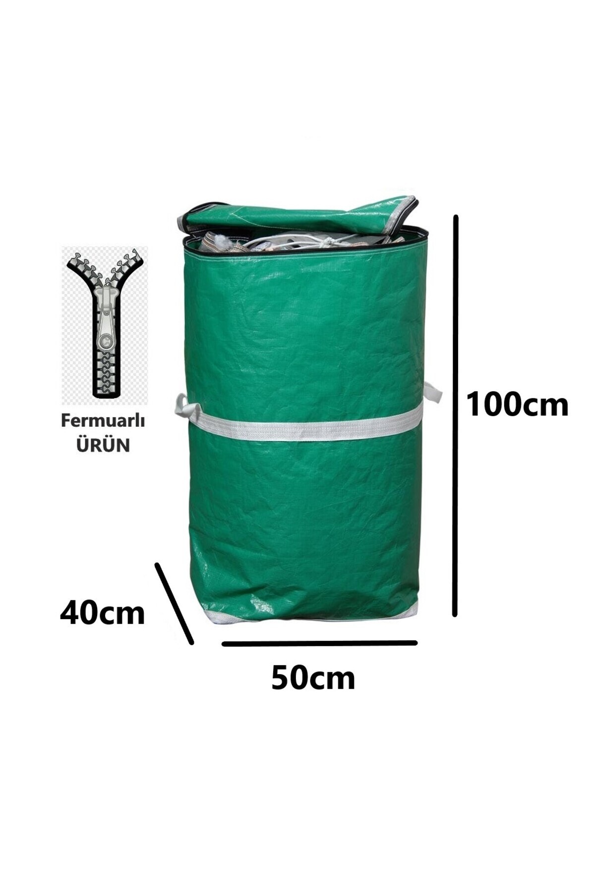 JokeyAmbalaj Ev-iş Branda Taşıma Çuvalı 50x40 100cm Fermuarlı Ve Cepli 170gr.tekstil Çuvalı- (YEŞİL)