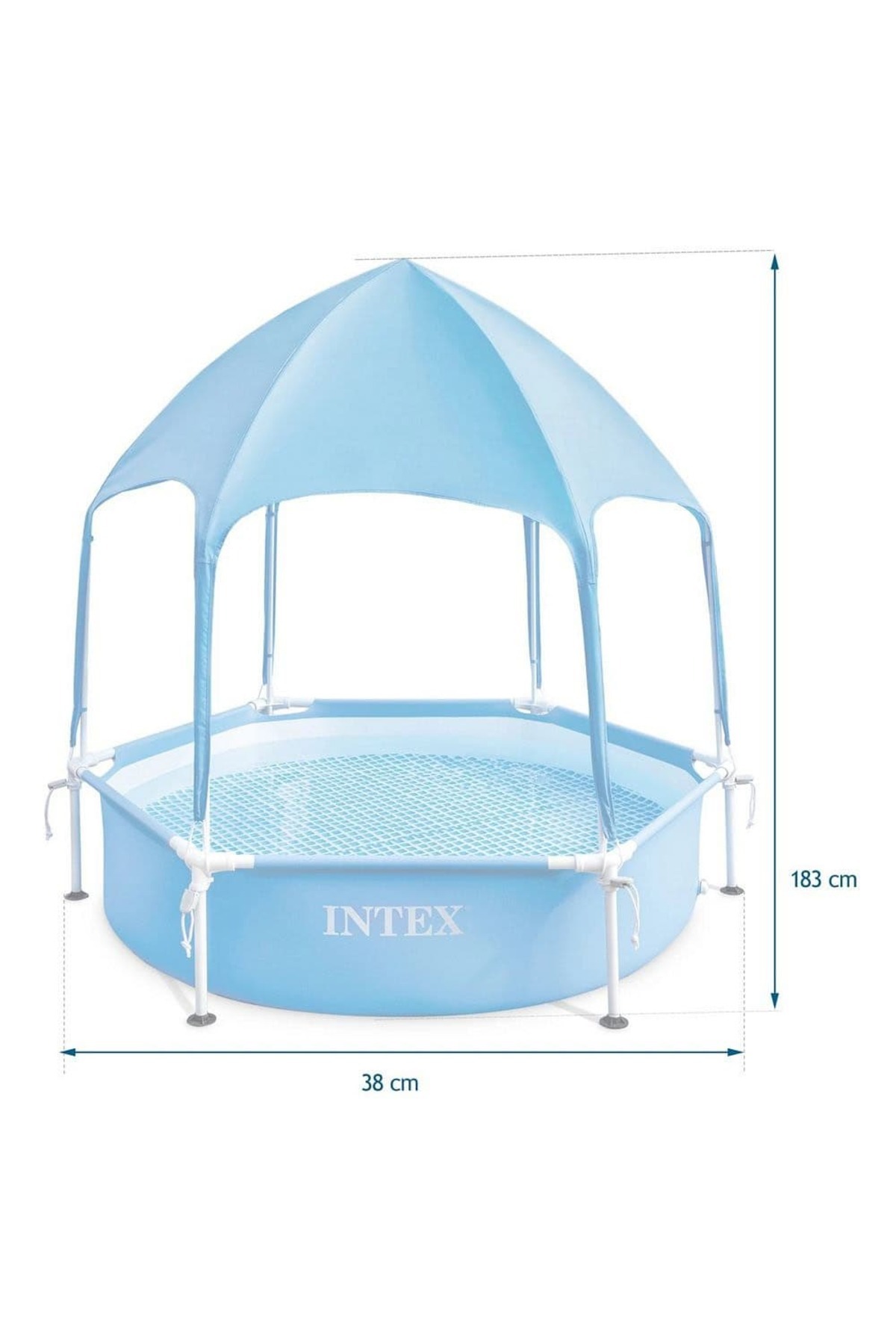Intex-Intex swimming pool, with frame and roof, durable 3-layer PVC material, round shape, capacity... 2