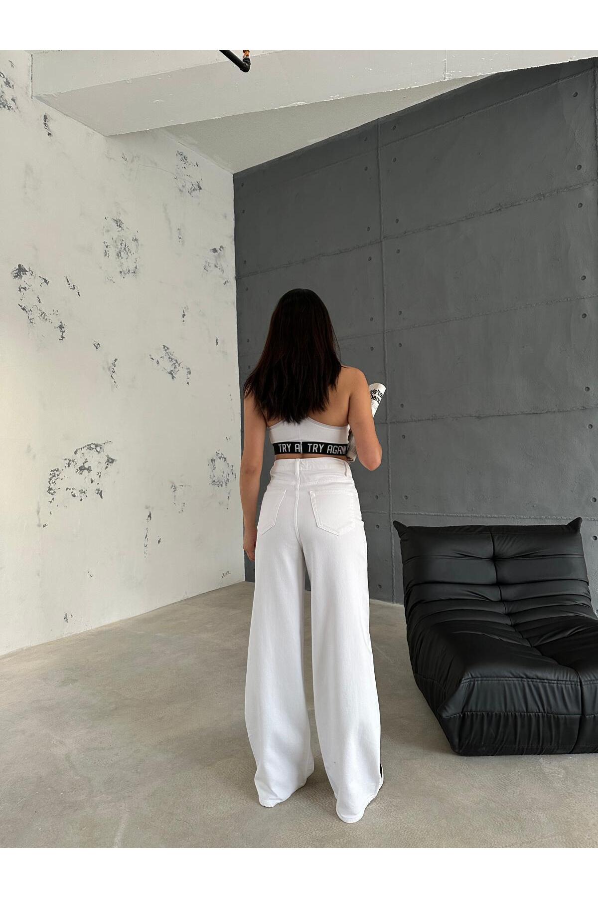 XBELLA DENİM  Kadın beyaz baggy kot pantolon - Görsel 5