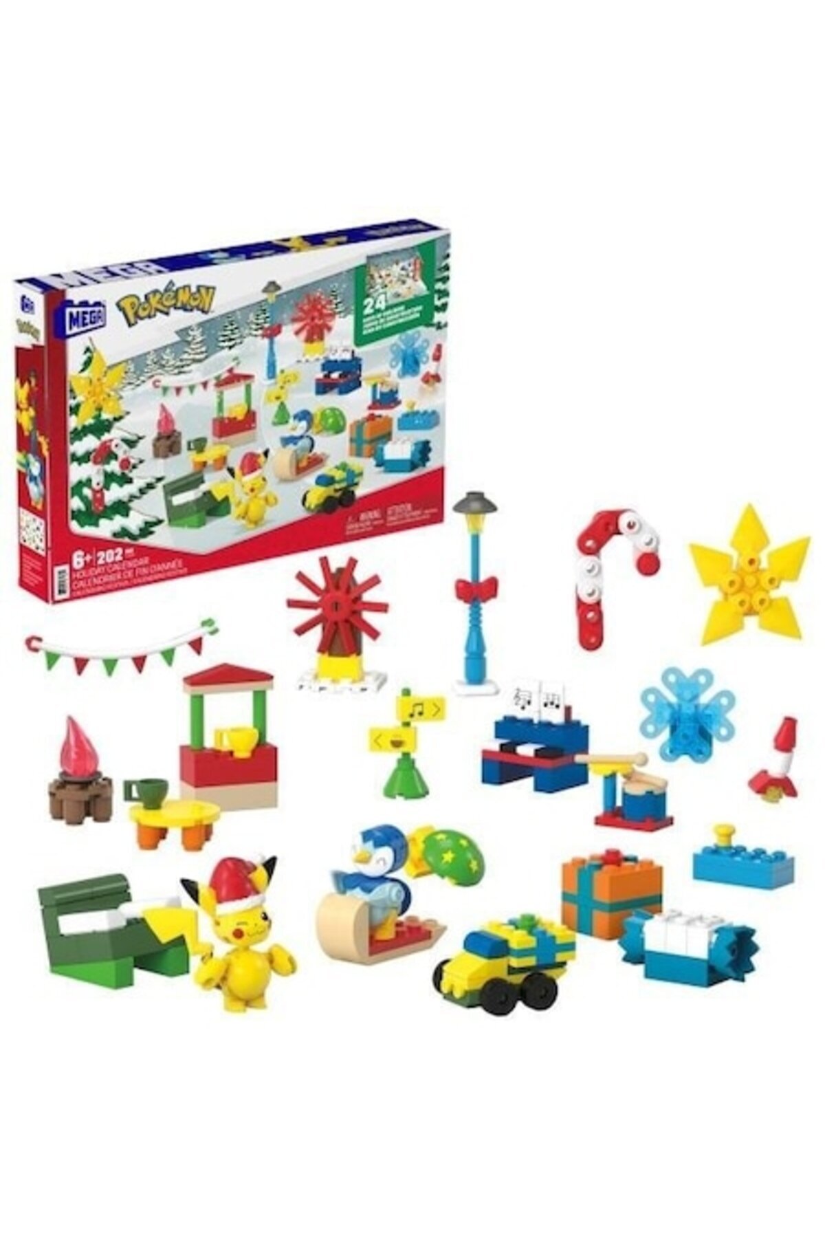 MEGA-Calendar Advent, Construx Pokemon, 24 surprises to assemble, with Pikachu and Piplup figurines 1