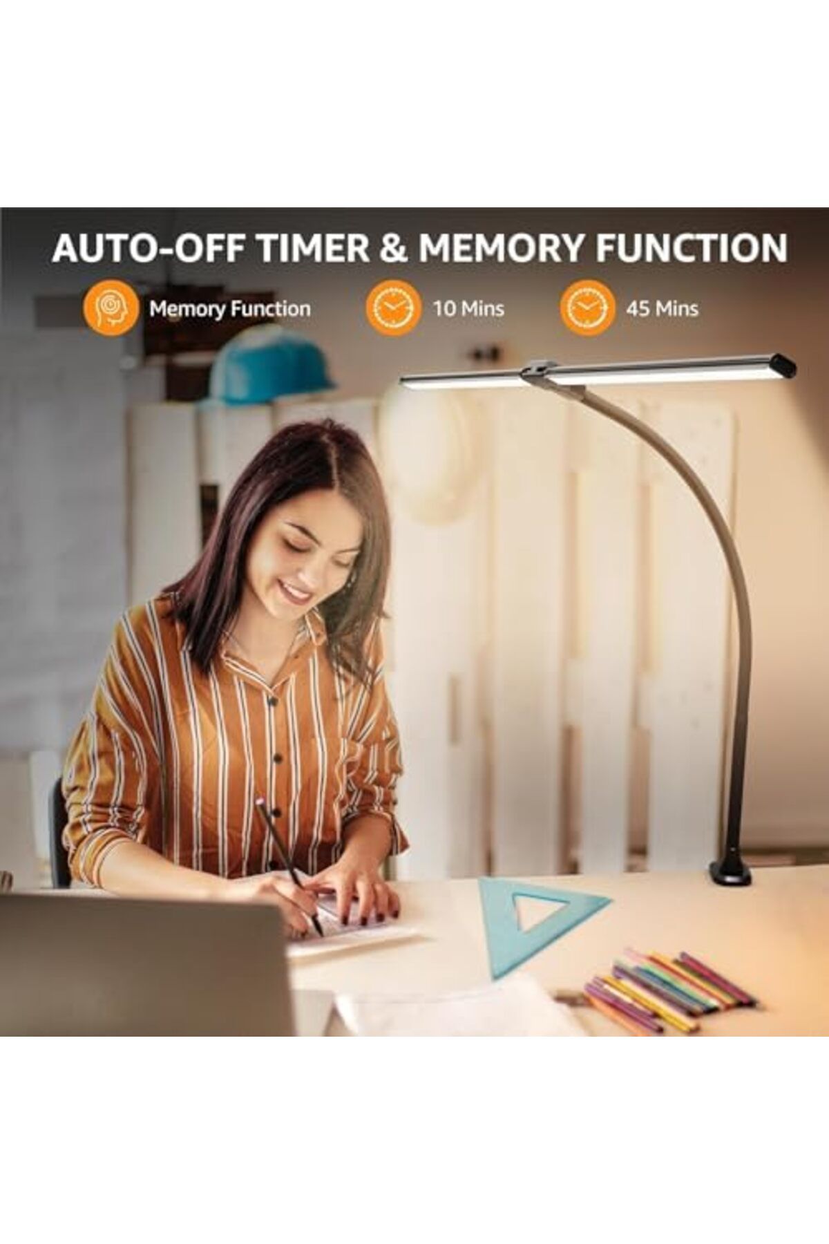 Generic-CENXI Led Desk Lamps, Eye Care Architect Light with Clamp, Smart Double Head Computer Monitor Table 6