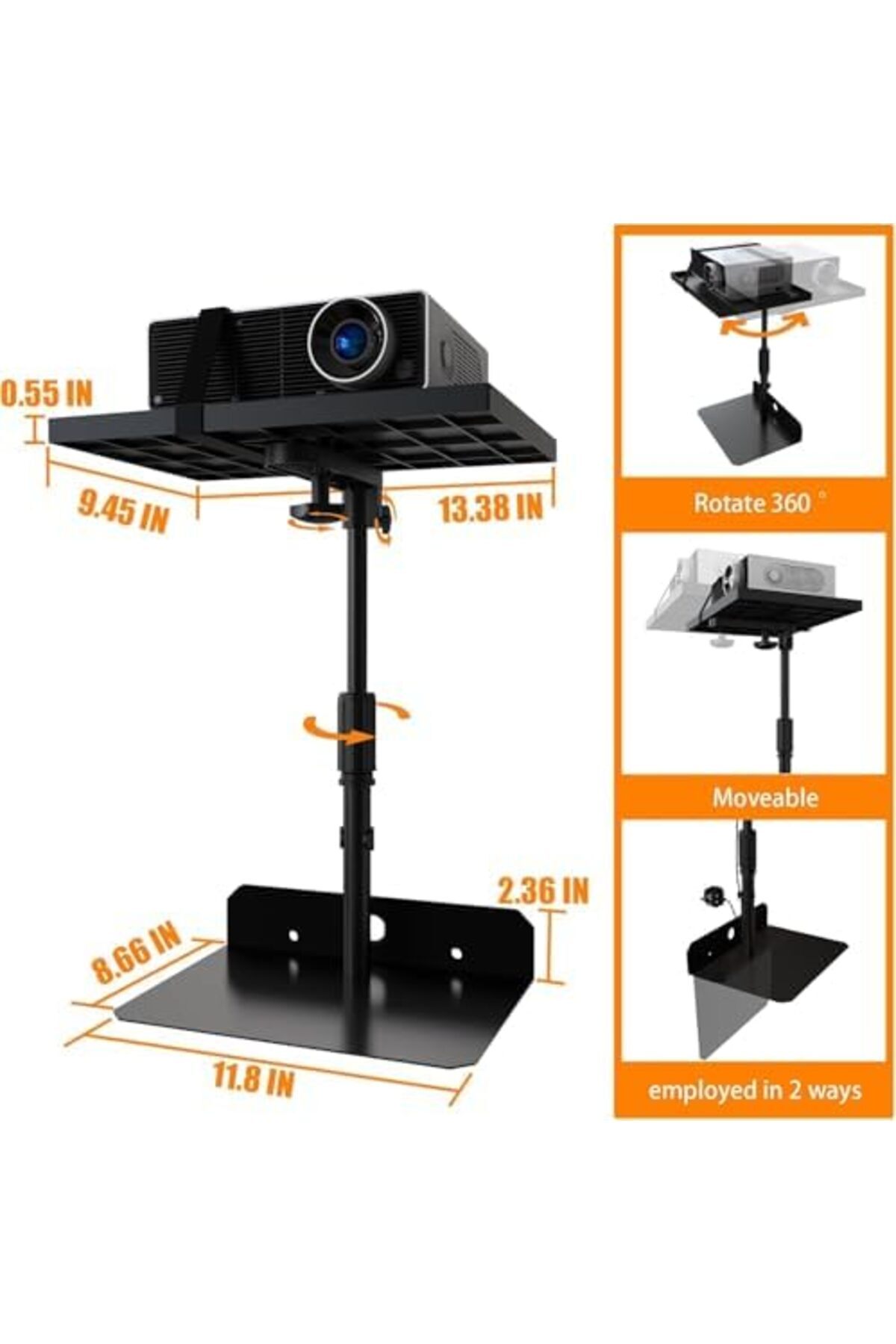genernic-CENXI Projector Stand, Height Adjustable, Hidden Shelf Desktop No Drilling 4
