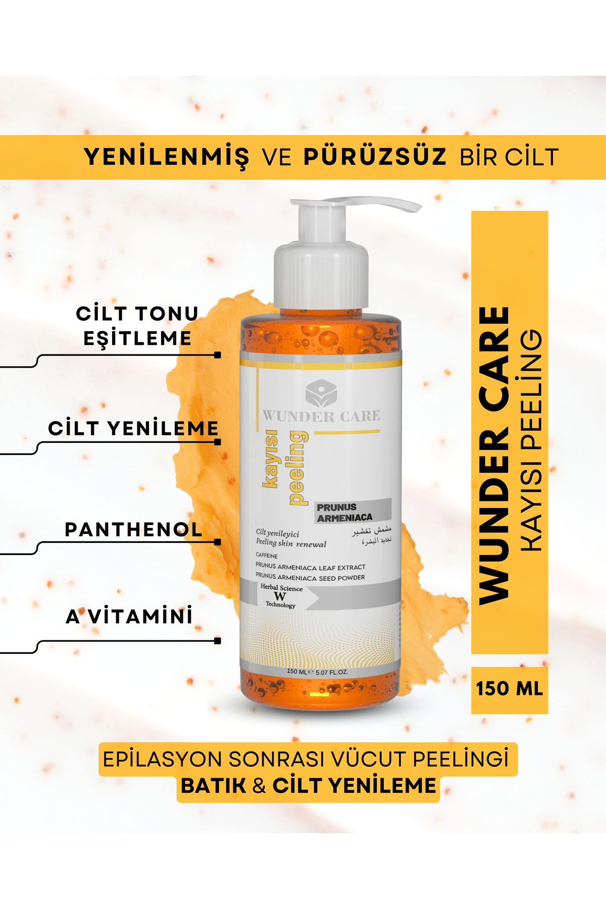 WUNDERCARE Kayısı Peeling Epilasyon Sonrası Vücut Peelingi Batık & Cilt Yenileme