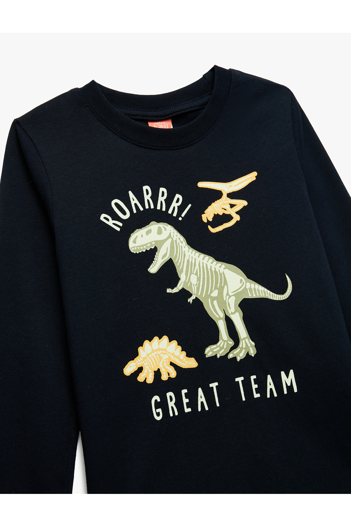 Koton Dinozor Baskılı Uzun Kollu Bisiklet Yaka Pamuklu Tişört fotoğrafı 3 (önizleme)